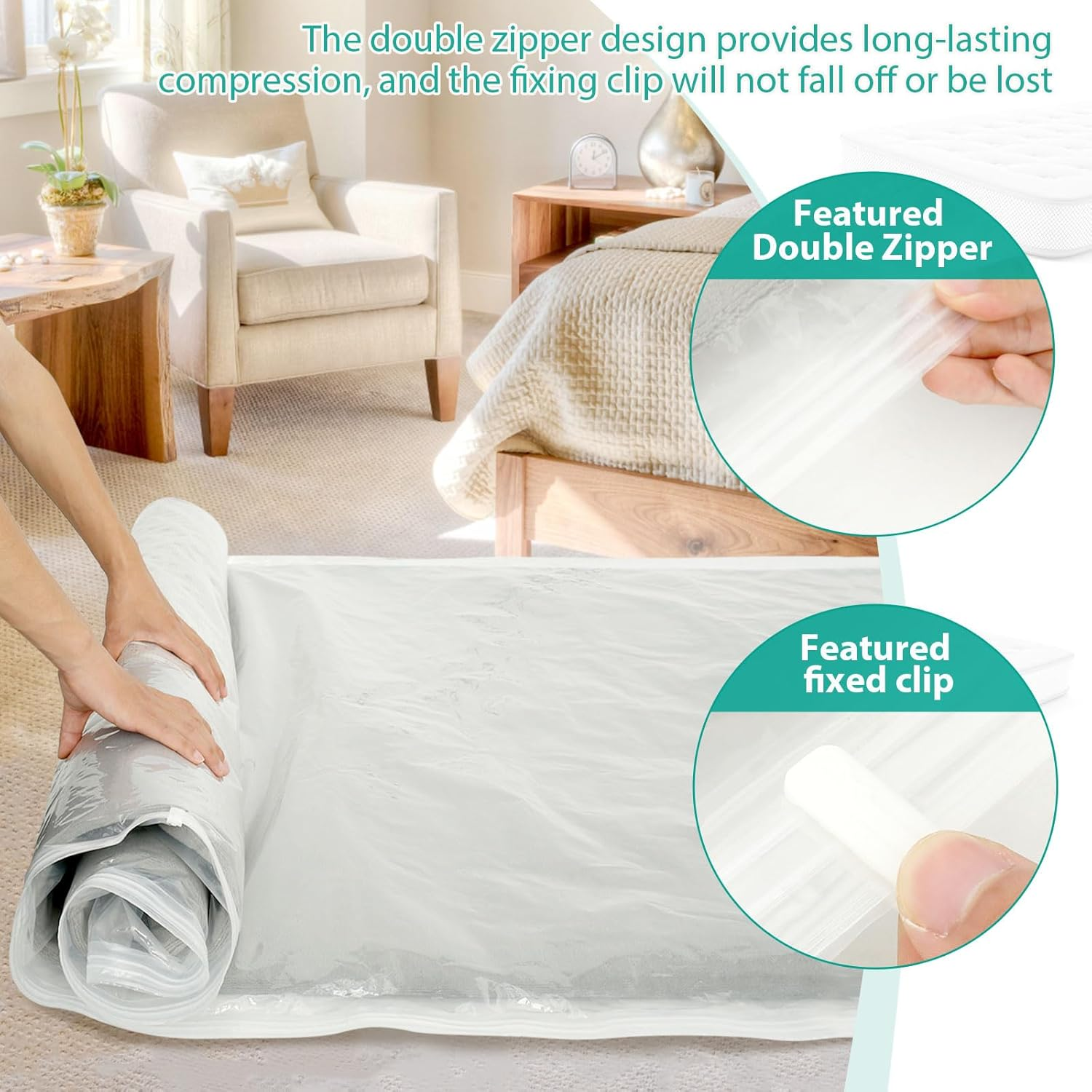 MABCIRY Mattress Vacuum Bag for Moving and Storage, Leakproof Vacuum Seal Mattress Bag, Transparent Vacuum Mattress Storage Bag, Memory Foam Latex Mattress Bag image number 1