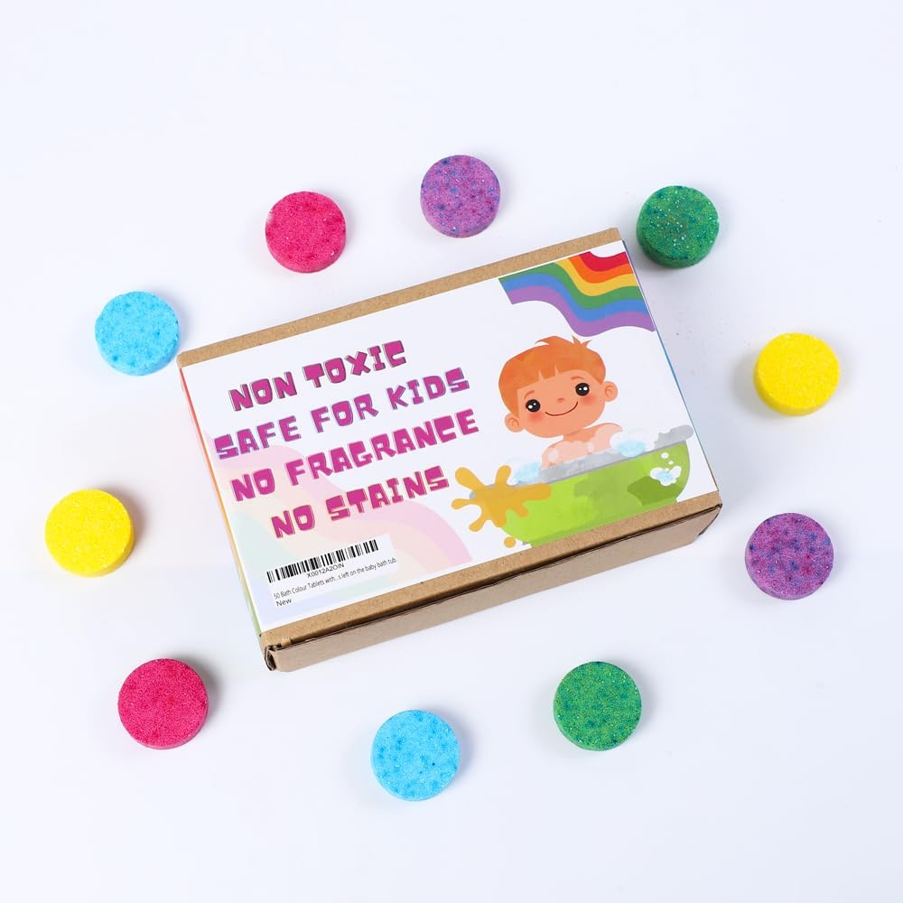 50 Bath Colour Drops with 5 Colours for Baby Bath - Safe, Non Toxic and Great Fun for Kids Bath, Fragrance Free and Stainless Baby Bath Products, No Bright Colours and No Stains Left on the Baby Bath Tub image number 3