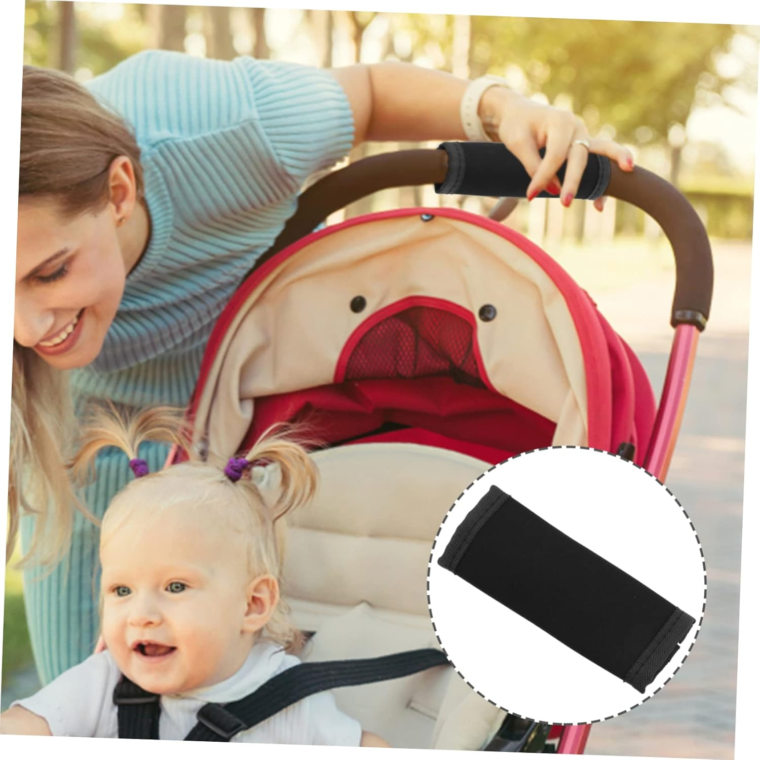 KOMBIUDA 4Pcs Cart Arm Cover Baby Cart Handle Cover Pram Handle Bar Cover Pram Handle Protector Pram Bumper Bar Cover Pram Handle Cover Baby Carriage Handle Cover Cloth Universal Stroller image number 4