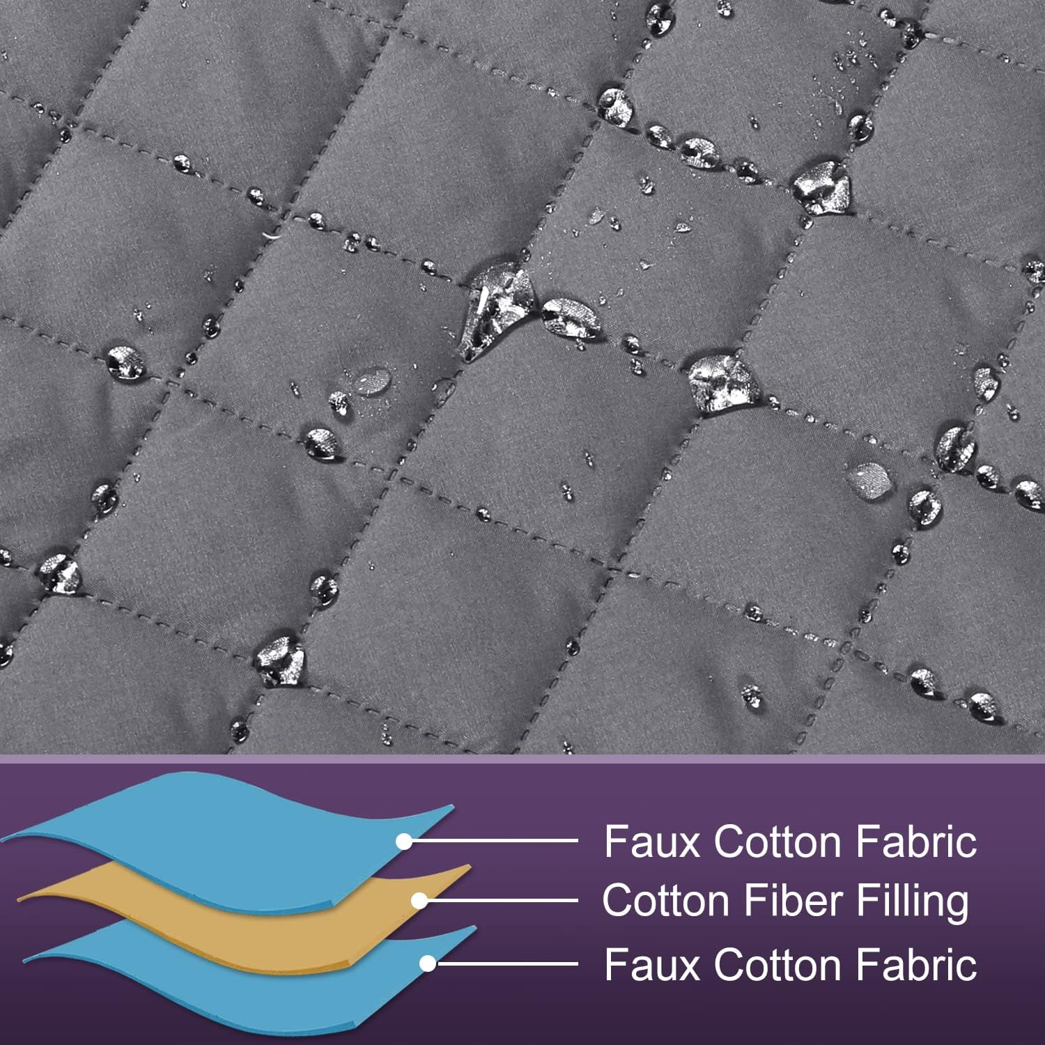 H.VERSAILTEX Sofa Slipcover Reversible Sofa Cover Water Resistant Couch Cover with Adjustable Straps, Washable Couch Cover for Kids, Dogs, Pets (3 Seater Sofa, Grey/Beige) image number 2