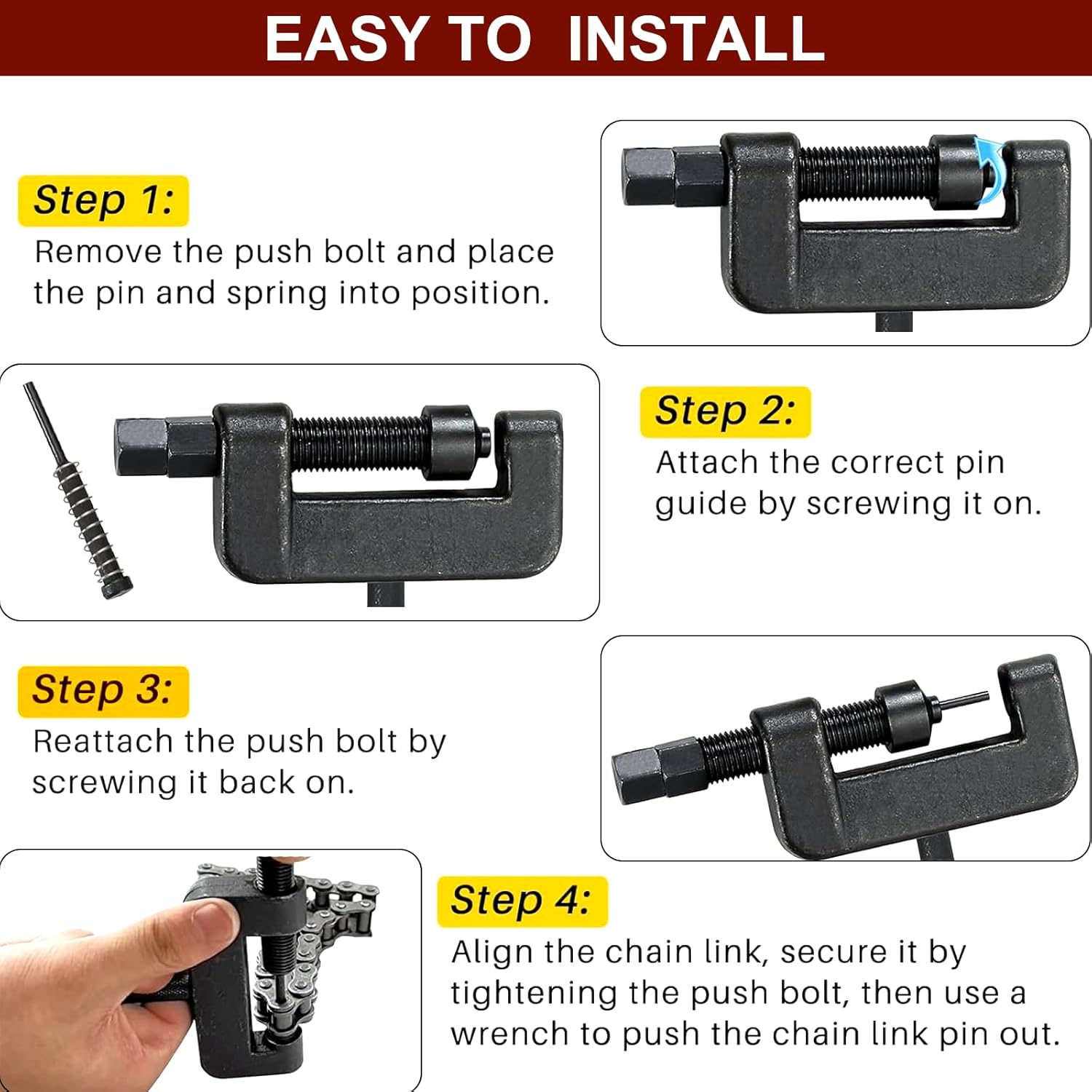 MAEZOE Motorcycle Chain Breaker Tool Kit Efficient Chain Cutter and Rivet Tool Durable Portable for Motorcycles Bikes ATV Repair DIY Enthusiasts Mechanics image number 6