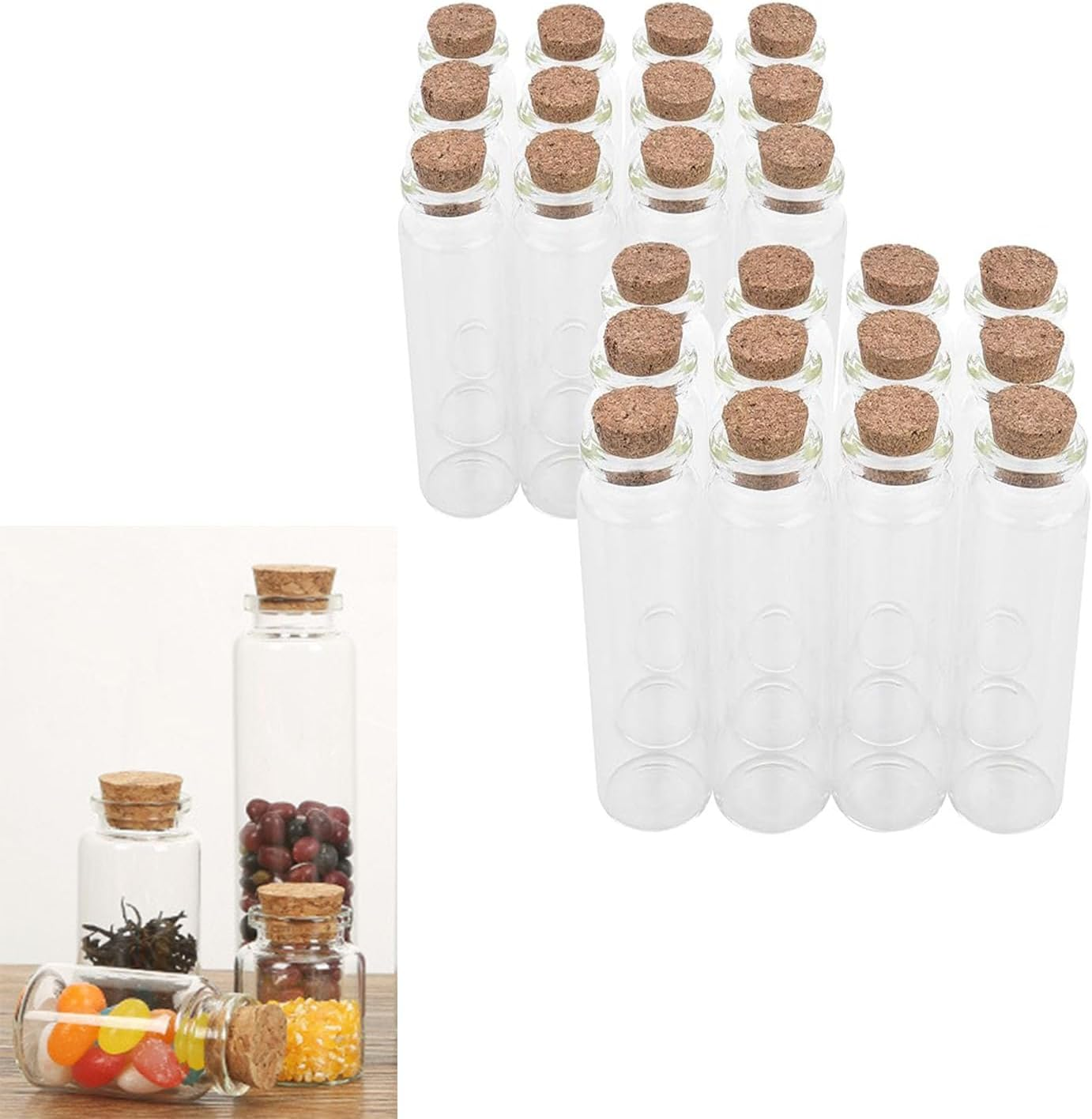 24 Pcs Corked Glass Baby Teeth Hair Keepsake Bottles Mini Wishing Jars for DIY Decoration for Preserving Memories, Glass Bottles Cork Stoppers Decoration Mini Glass Vials Cork Message Bottle image number 2