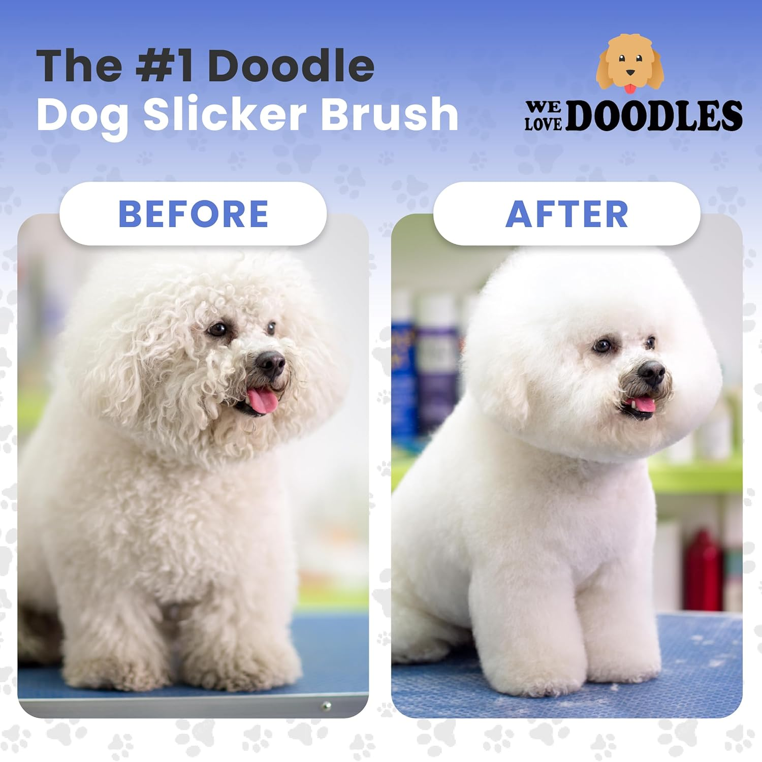 We Love Doodles Dog Slicker Brush for Grooming Pet Hair - Best Brushes for Poodle & Golden Doodle - Long Haired Brush for Dogs - Goldendoodle Long Pin Brush for Dematting (Large) image number 4
