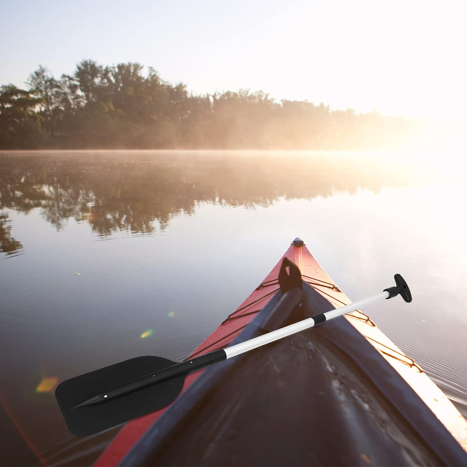 BESPORTBLE Outdoor Accessories Exercise Retractable Paddle Kayak Paddle Aluminum Alloy T- Handle Paddle Water Sports Telescopic Portable Paddle Adjustable Paddles 2Pcs (Black) Kayak Accessories image number 1