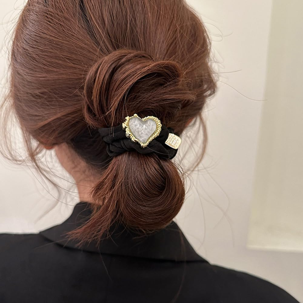 4 Pcs Beaded Hair Ties Rhinestone Ponytail Holder Pearls Hair Accessories for Women image number 3