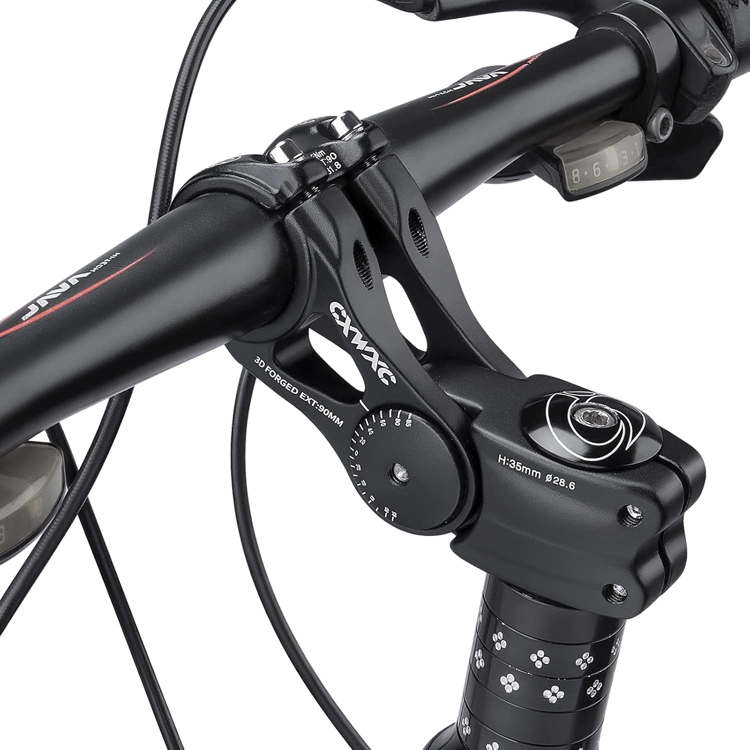 CXWXC Adjustable MTB Stem 31.8Mm 85 Degree - 90/110/145Mm Bike Stem Riser for Handlebar - Aluminum Alloy Mountain Bike Handlebar Riser Extender for MTB Road City Bike Bicycle (31.8 X 90Mm) image number 2