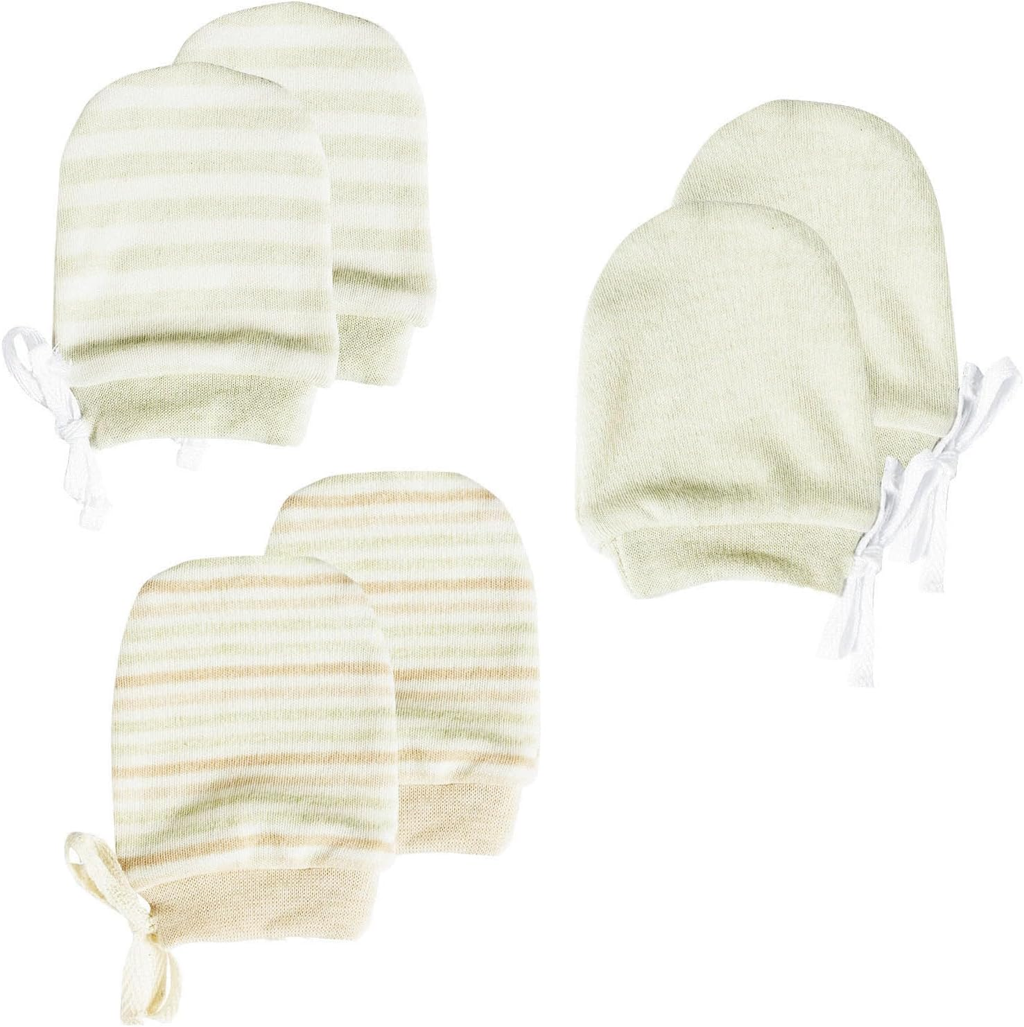 MOMSMENU Newborn Mittens No Scratch 100% Organic Cotton Mitts Baby Boy Girl Neutral 0-12 Months 3 Packs - Colorful Beige image number 6