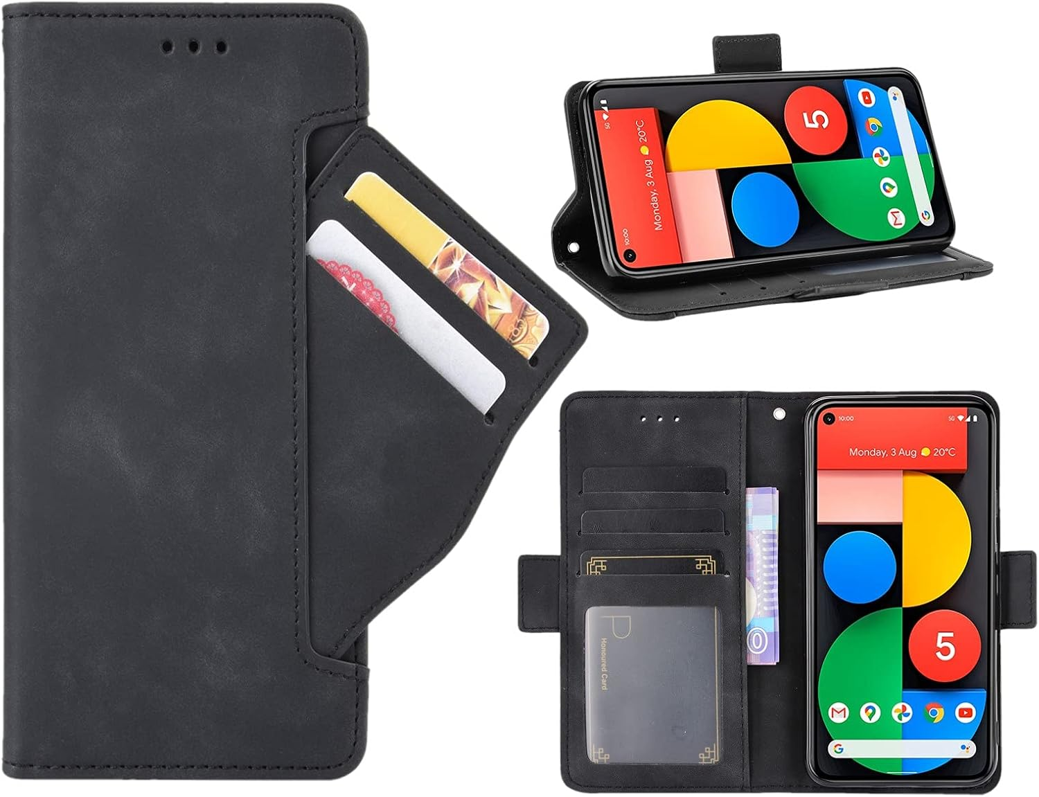 Goshukuntech Phone Cover for Oppo Find X5 Pro Wallet Case[ 5 Card Slots Leather Wallet ] Soft TPU Inner Case Flip Cover Stand Feature [6.43 Inch]-Black