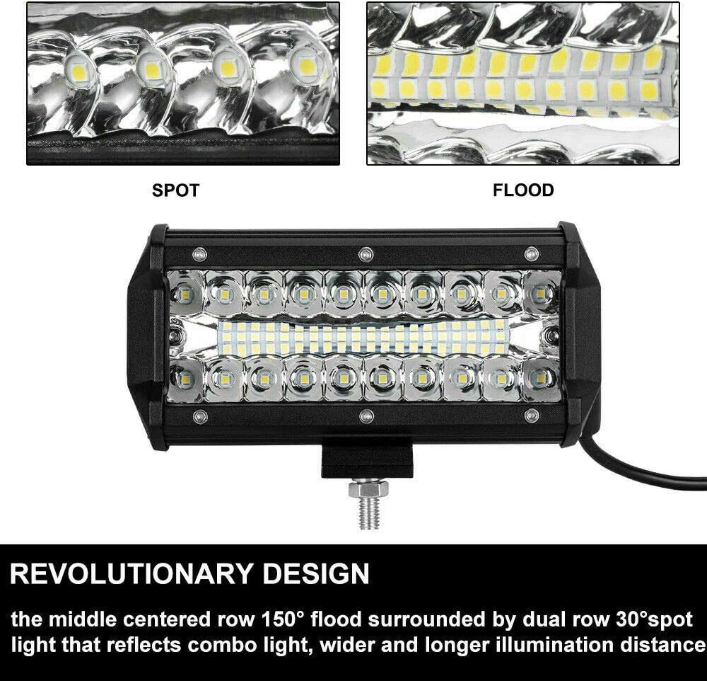 2X 7Inch CREE LED Work Light Bar Spot Flood Work Driving Lights Offroad 4WD image number 3