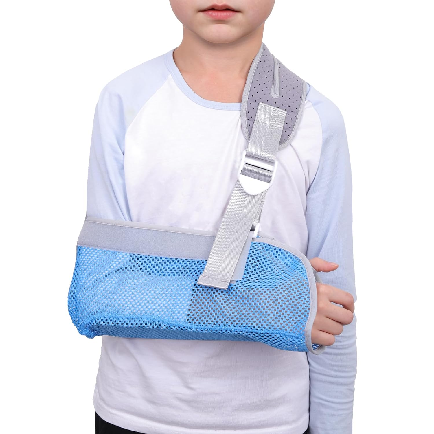Arm Sling for Kids, Arm Brace with Support Plate, Arm Support Sling Shoulder Immobilizer for Children Shoulder Injury, Suit for Left and Right Arms, Boy and Girl(Blue,Xs) image number 5