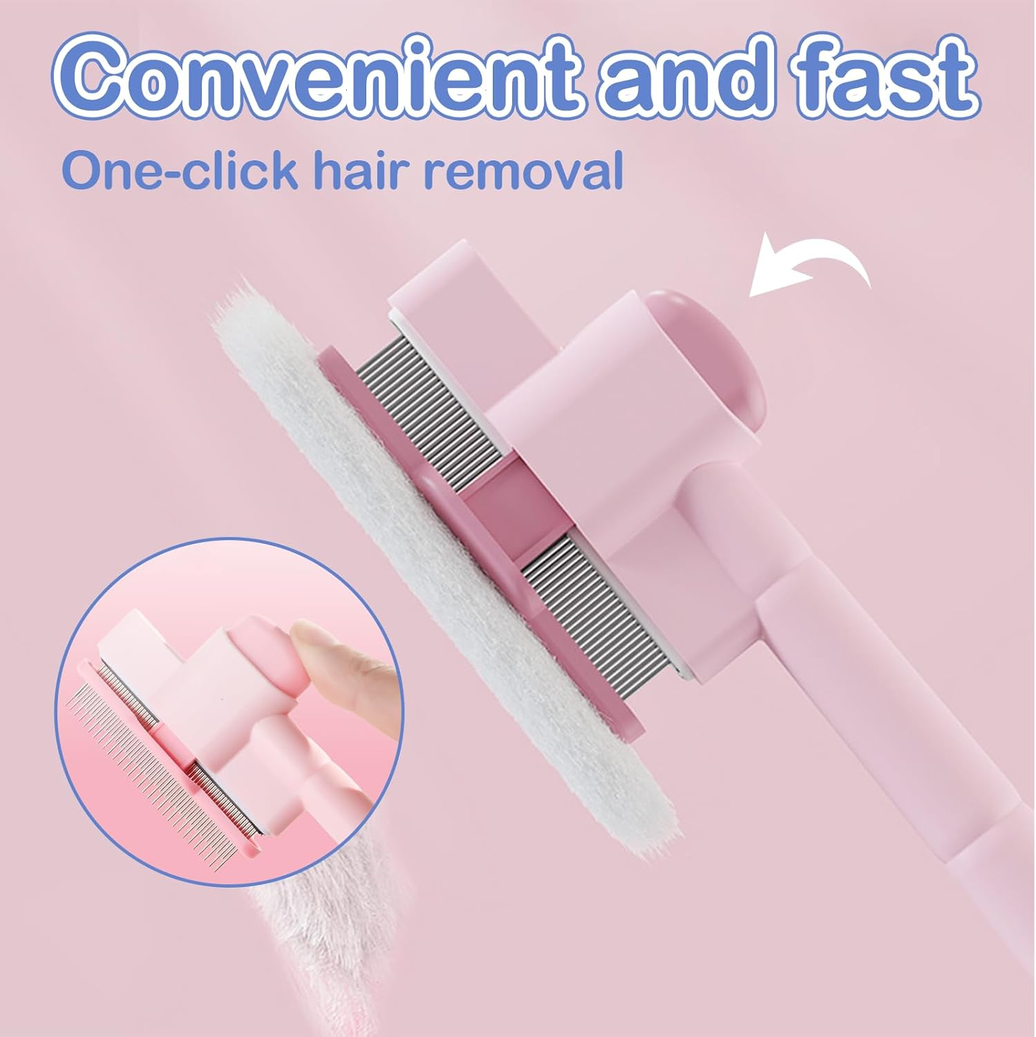 Pack of 2 Fellblitz Cat Brush, Self-Cleaning Flea Comb for Pets, Stainless Steel Metal Teeth Comb, Durable Flea Comb for Cats Dogs with One Button, for Cleaning Loose Knotted Fur image number 2