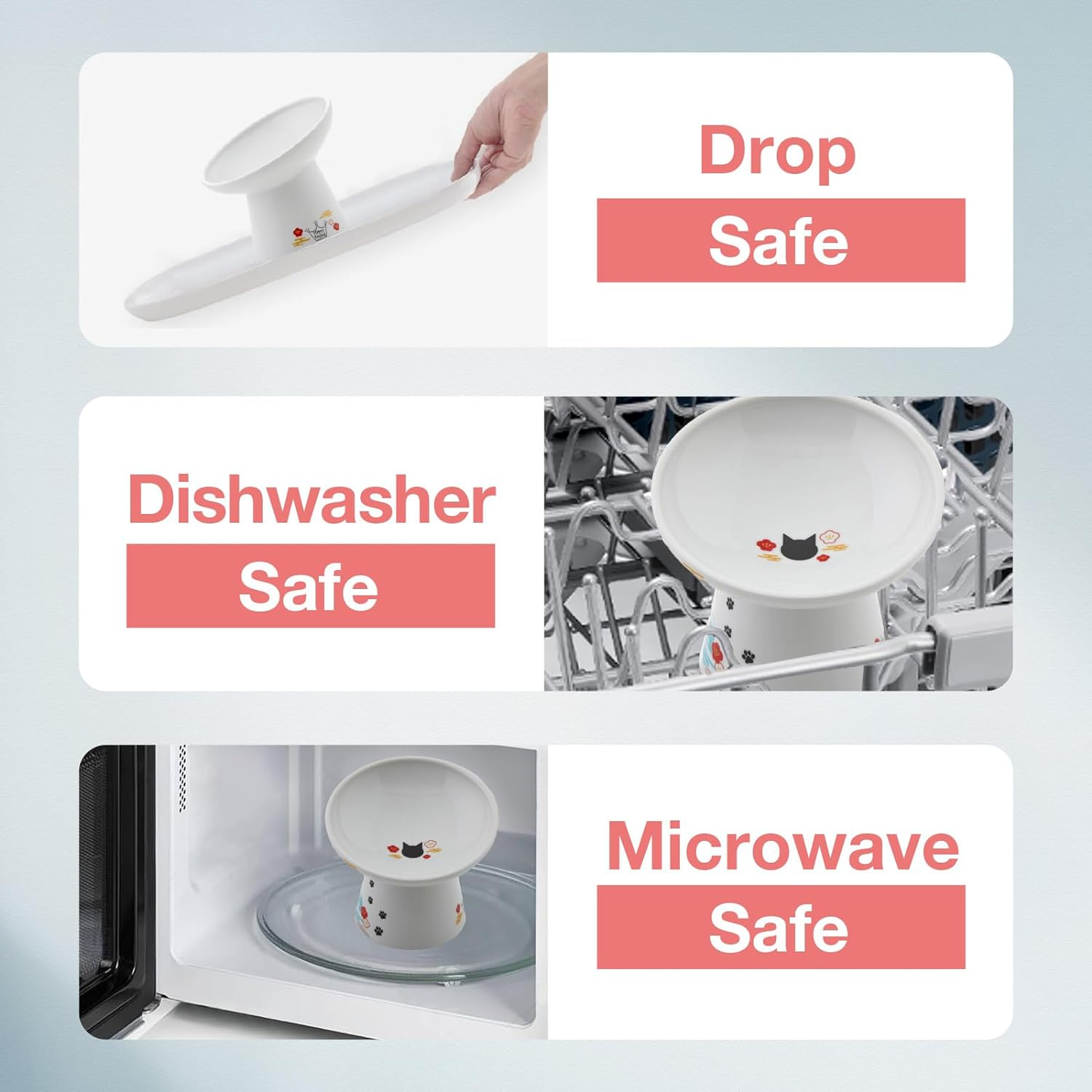 Necoichi Extra Wide Raised Cat Food Bowl, Elevated, Prevent Neck & Whisker Fatigue, Dishwasher and Microwave Safe, No.1 Seller in Japan! (Fuji Limited Edition, Extra Wide Tilted) DC-0715-NY18 image number 4