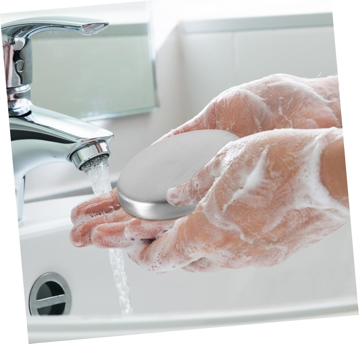 INOOMP Stainless Steel Soap Bar Odor Absorber Portable Metal Soap for Hand Cleaning Kitchen Odor Removal Reusable for Home and Travel image number 2