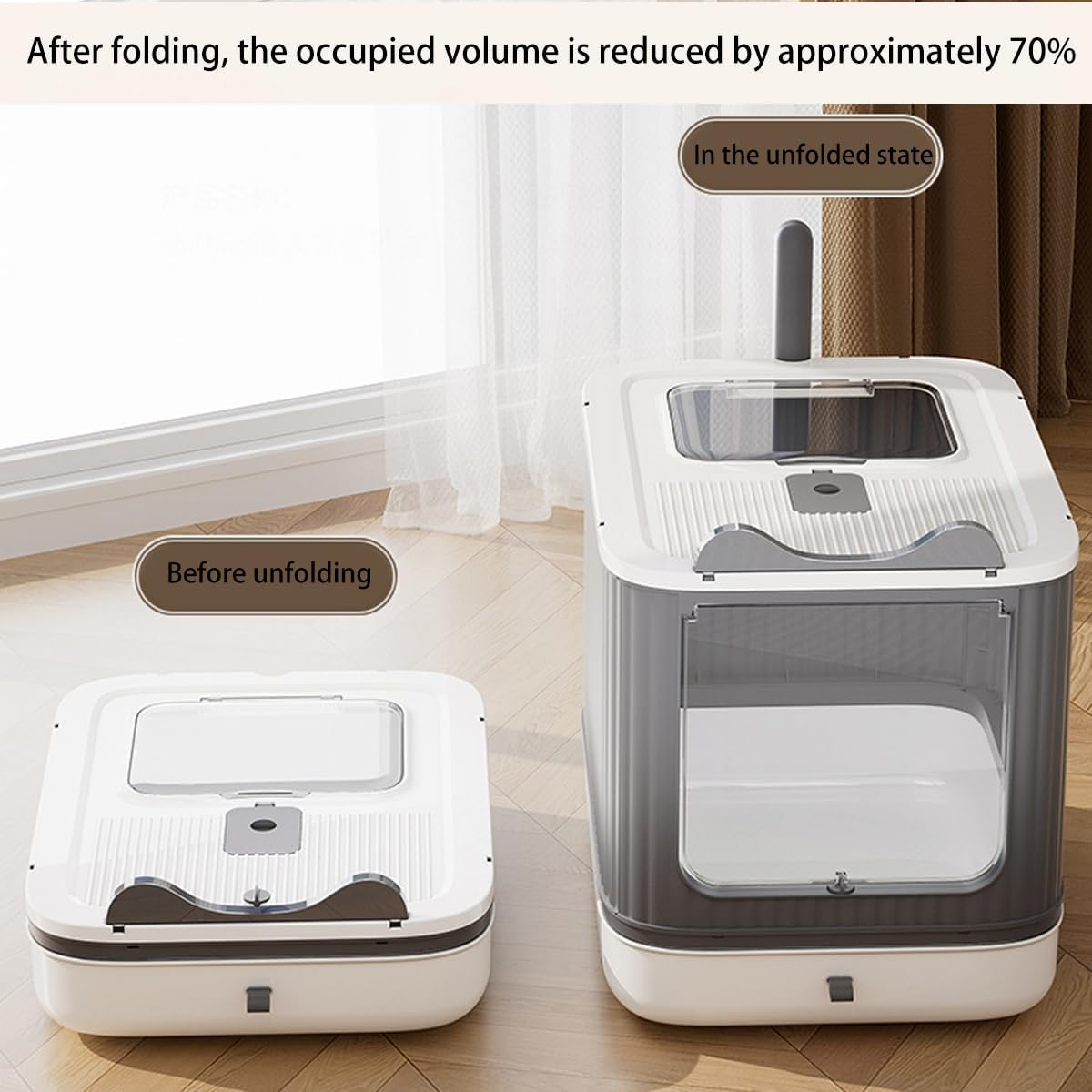 Cat Litter Box, Fully Enclosed Cat Litter Box with Lid, a Brand-New Disinfectable Design with a Scoop and an Extra-Large Litter Tray, Ideal for Larger or Multiple Cat (Pink) image number 5