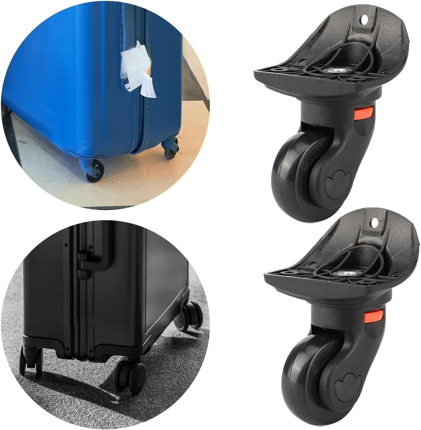 Magideal 2 Pieces Luggage Wheels Suitcase Wheels Swivel Casters Luggage Mute Wheel Durable 360 Rotation Travelling Bag Suitcase Repair Wheels image number 4