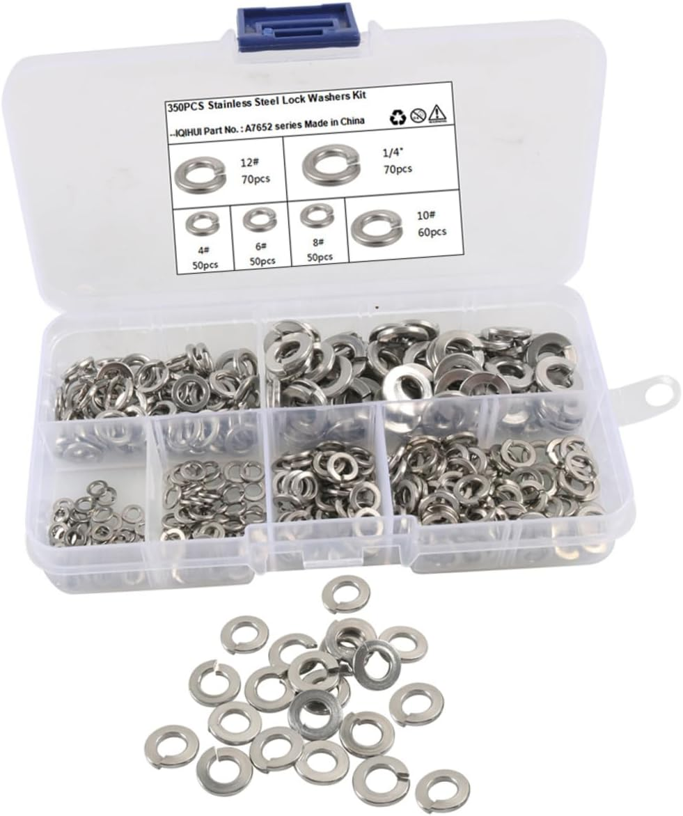 MUSISALY 350Pcs Stainless Steel Spring Lock Washers for Bolts Washer Assortment Kit for Repair and Automotive Tools image number 3