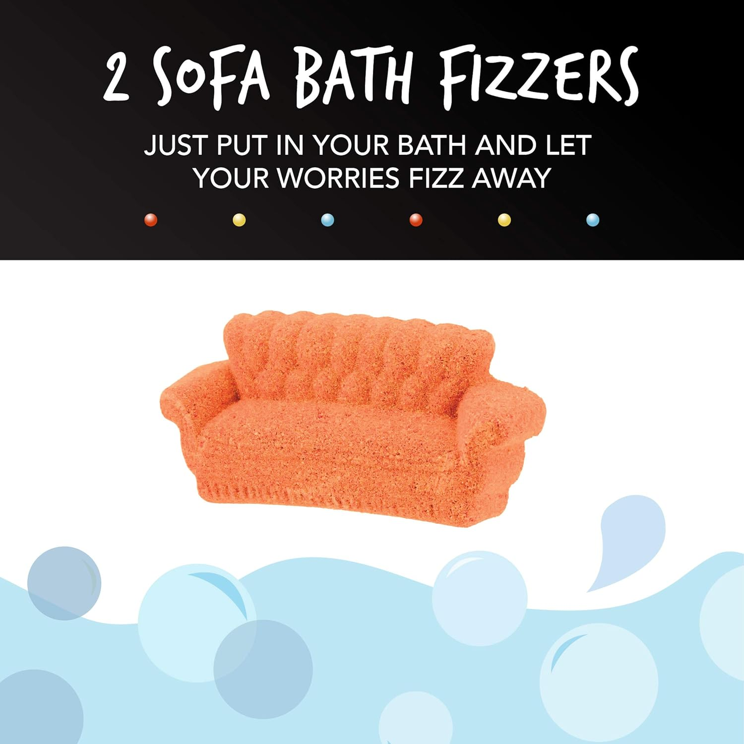 Paladone FRIENDS TV Show Sofa Shaped Bath Fizzer Set - Tropical Scent- Set of Two 50G Fizzies, Pink image number 2