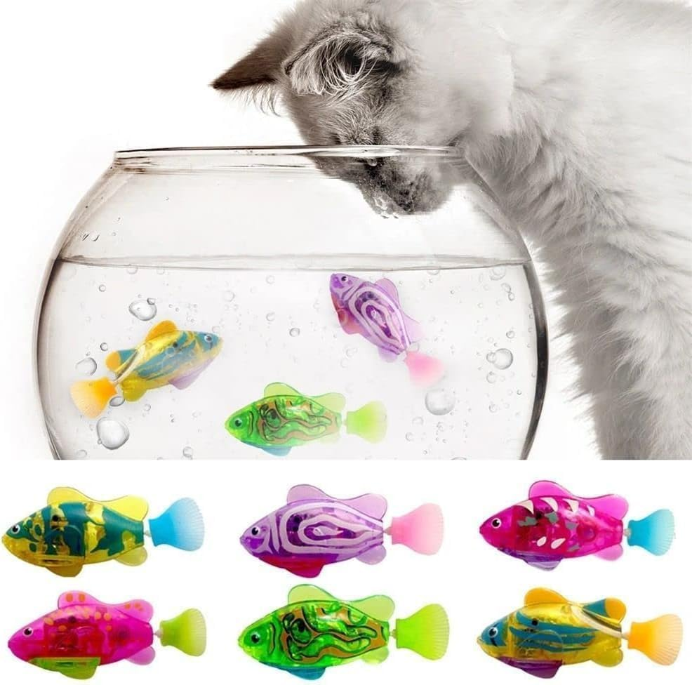 Green Interactive Swimming Electric Fish Toy for Indoor Cats Play for Cat with LED Light, Cat Enrichment Electronic Cat Stuff Kitty Exercise Toys Catnip Toys, Robot Fish（1Pc） image number 2