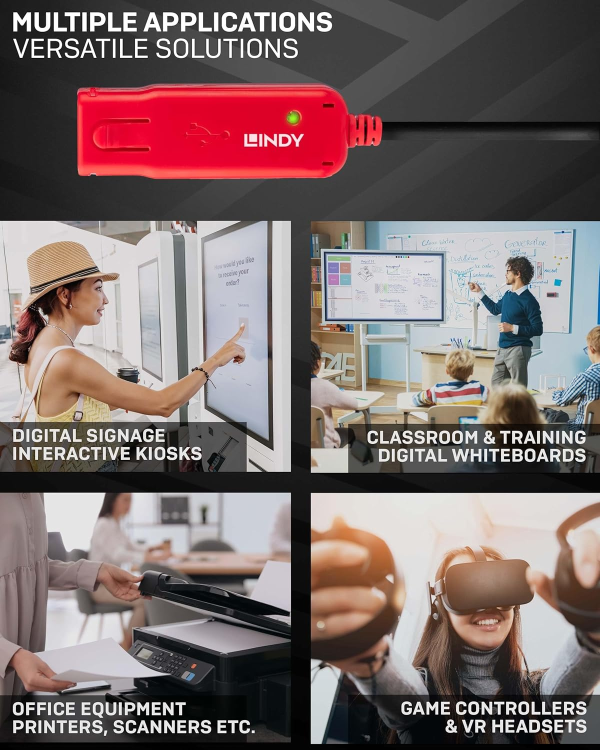 LINDY 30M USB 2.0 Active Extension Cable Pro, Long Distance Repeater, Extends USB Devices, Pcs, Laptops, Xbox, PS4, PS5, VR Headset, Printer, Scanner, Webcam, Interactive Whiteboards image number 4