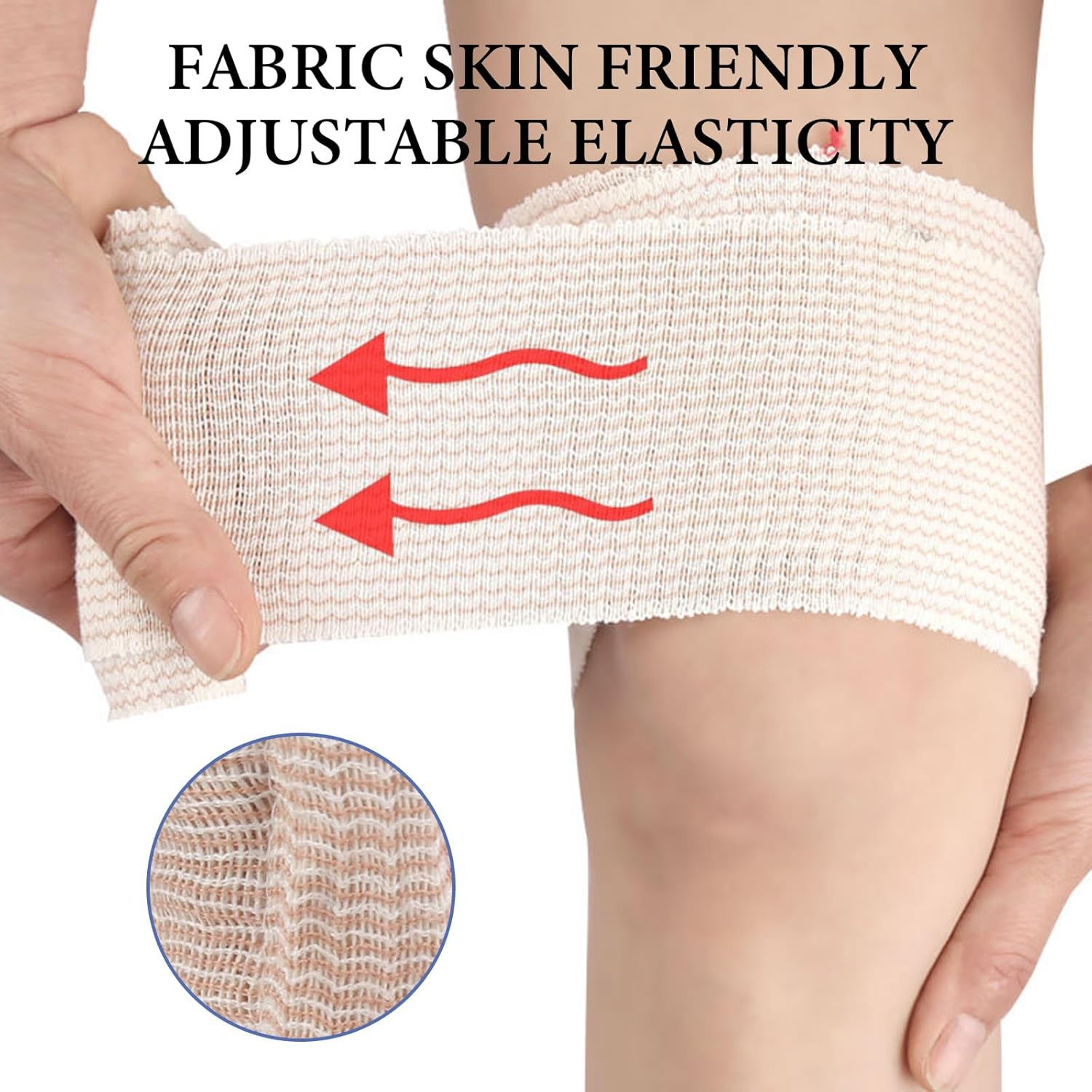 5 Pack Elastic Compression Bandage Wrap 10Cm*4.5M Elastic Bandage Wrap Reusable, Elastic Tubular Bandage for Knee, Premium Elastic Bandage Wrap with Self-Closures, Elasticated Bandage Wrap, Washable image number 4