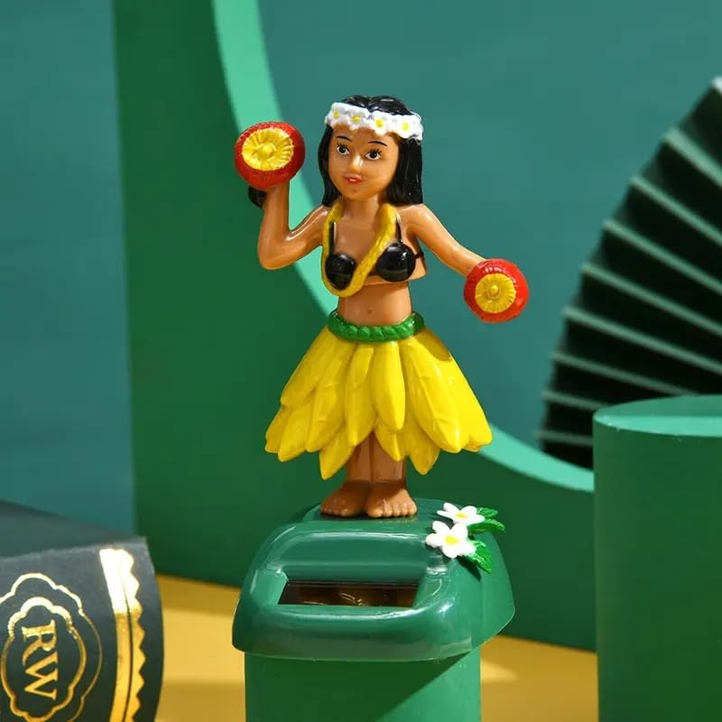 Solar Powered Hula Girl Dancing Figures Decoration, Swinging Hawaiian Girl Doll Car Dashboard Ornaments for Car Interior Home Party Decor Learning Portable image number 6