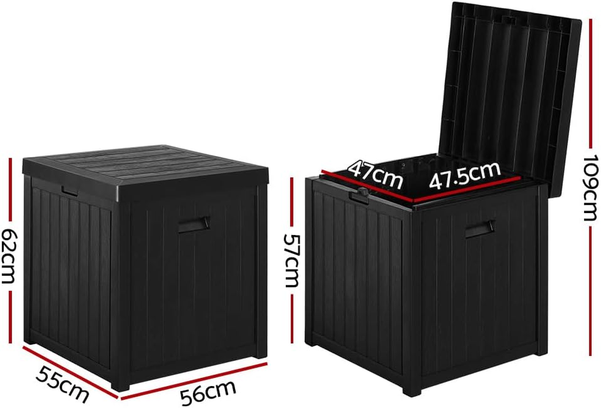 Gardeon Outdoor Storage Box 195L Bench Seat Deck Box for Patio Furniture, Pool Accessories, Cushions, Garden Tools, and Outdoor Toys, Weather Resistant with Lockable Lid and Side Handles (Black)