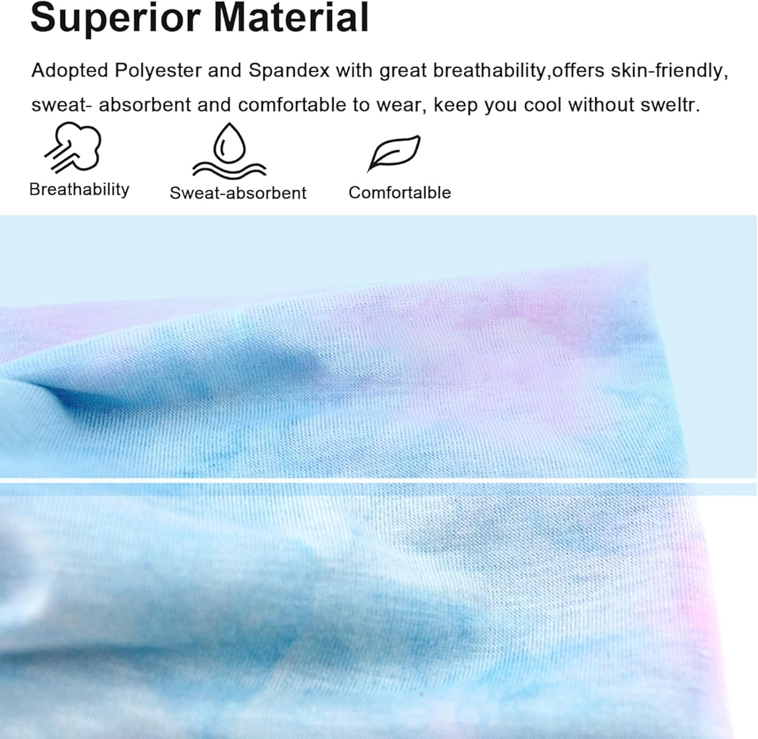 DHWEKU Hair Bands Women'S Wide Elastic Soft 3 Pieces Summer Boho Headband Print Hair Accessories Yoga Sports Hair Band Multicoloured Thin Headbands (Tie Dye) image number 6