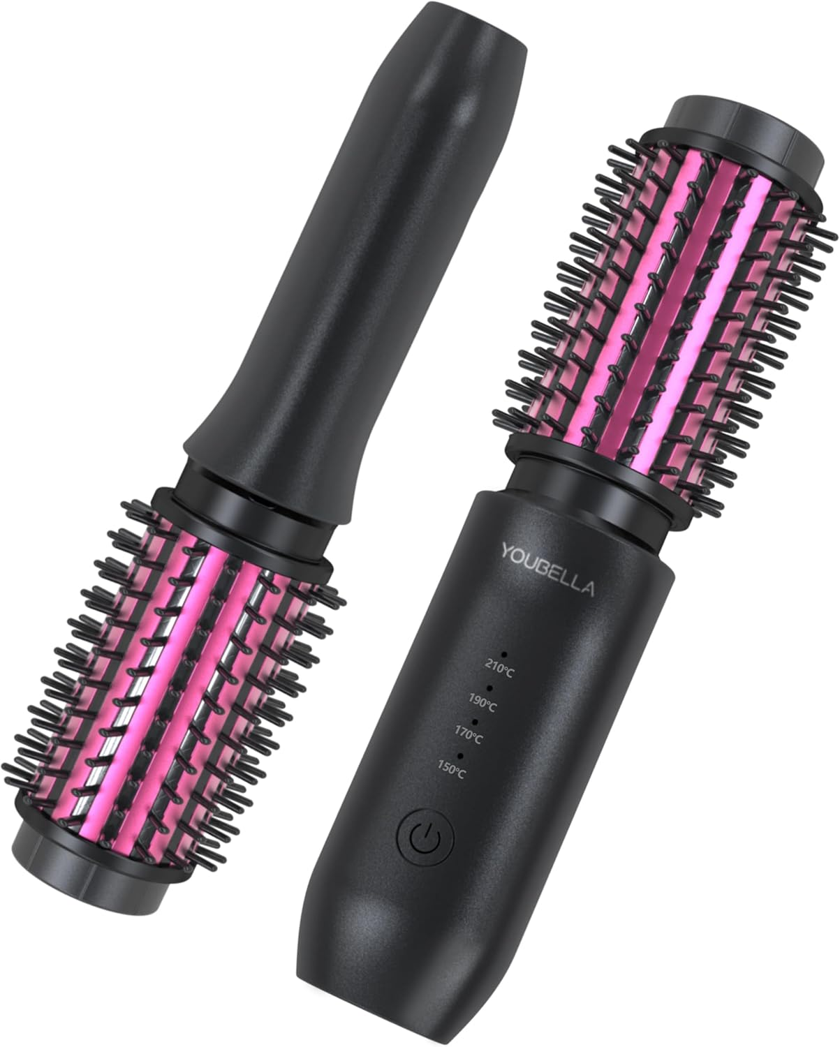 YOUBELLA - 【Mini & Wireless】This Portable Cordless Curling Brush Is Compact and Lightweight, Making It the Perfect Cordless Curling Brush for Travel.Comb Your Hair Easily,