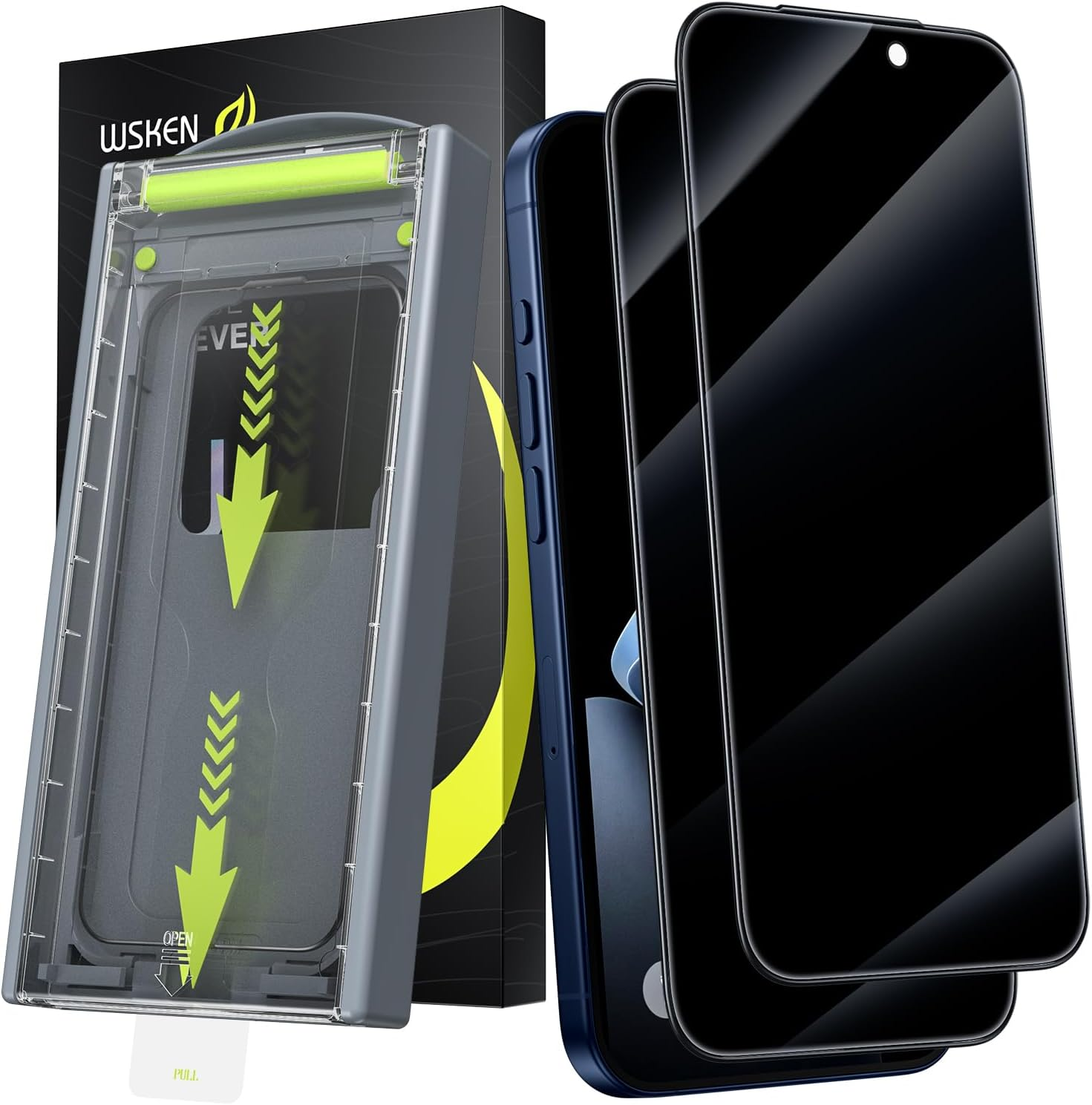 WSKEN for Iphone 17 Pro Max Privacy Screen Protector - Purple Gradient anti Blue Light Eye Protection [Auto-Dust Removal] Shatterproof Tempered Glass Screen Protector 17 Pro Max, 2 Pack