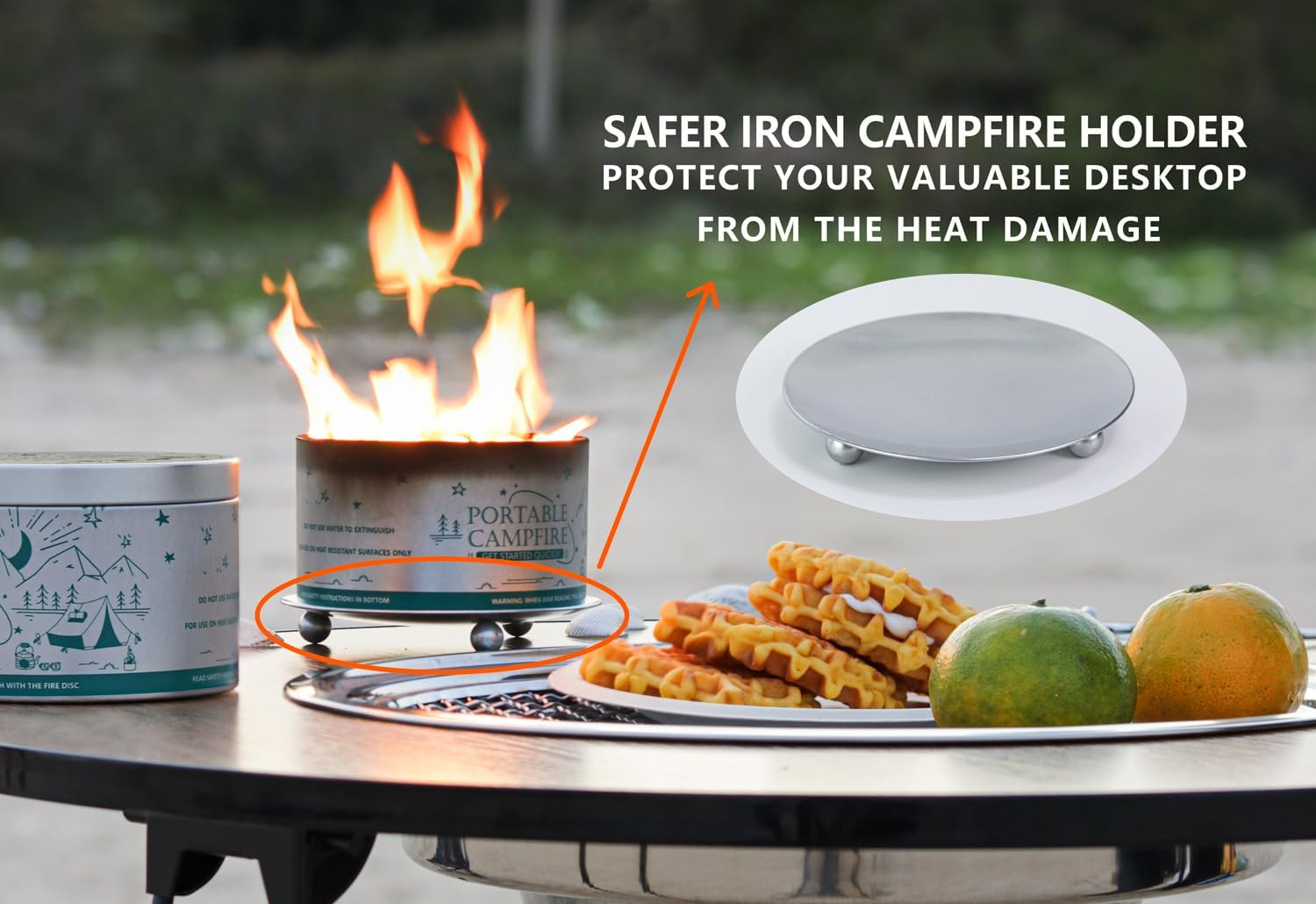 Portable Campfire for Camping Backyard Gathering Date Night, Smores Fire Pit Picnics, Reusable Fire Pit 3-5 Hours Burn Time, Emergency Heat image number 5