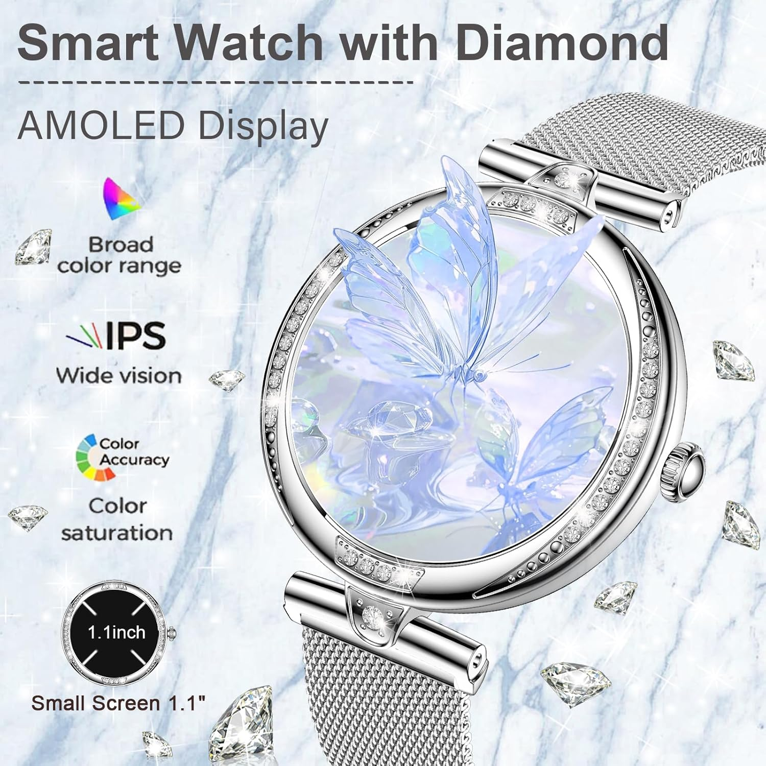Smart Watch for Women Dial/Answer Call/2 Bands, 1.19" AMOLED HD Display, 100+ Sports Mode Fitness Tracker with Heart Rate/Sleep Monitor, IP68 Smartwatch Womens, Ios Android Ladies Smart Watches image number 6