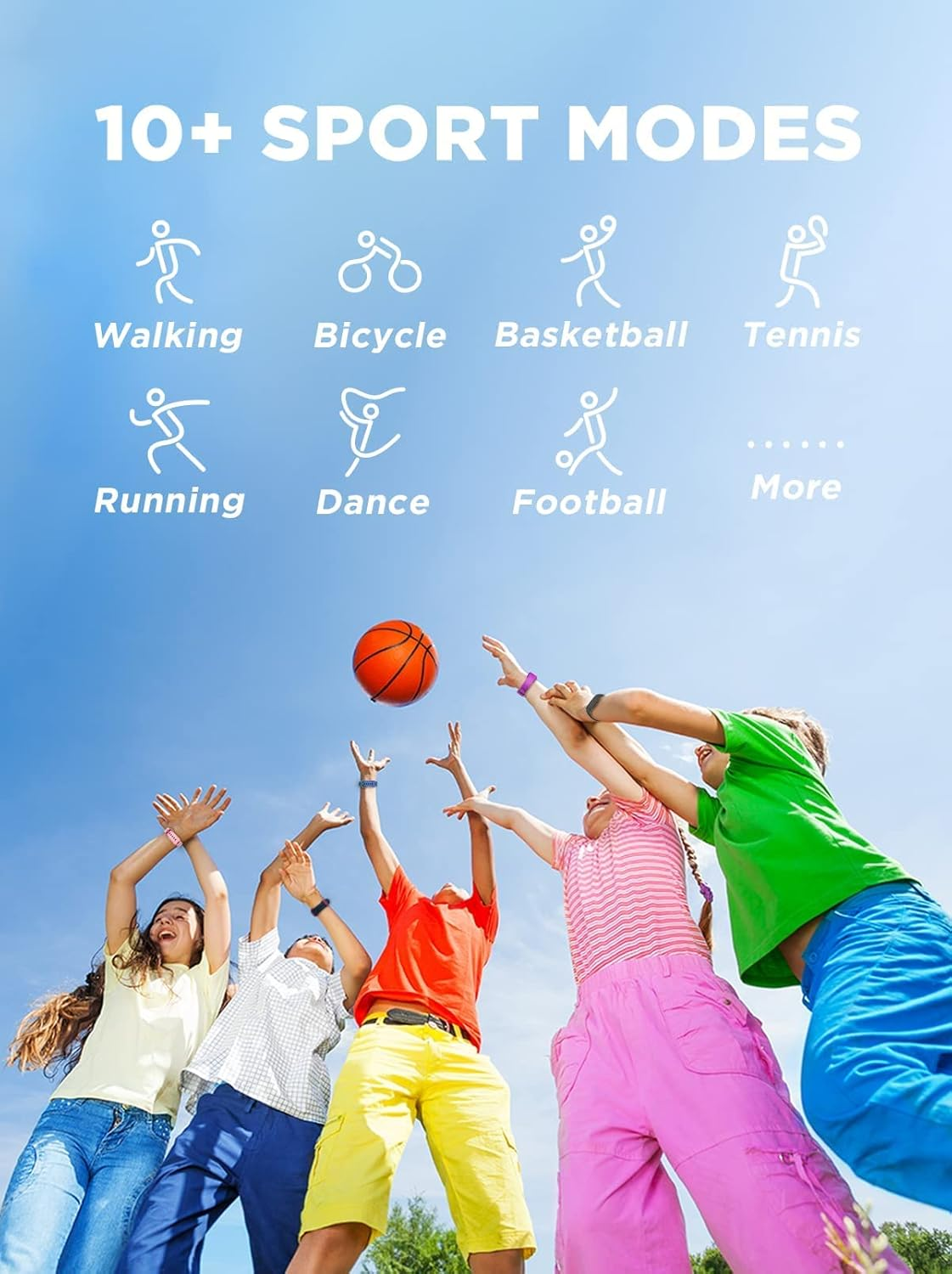 BIGGERFIVE Vigor 2 L Kids Fitness Tracker Watch for Boys Girls Ages 5-15, IP68 Waterproof, Activity Tracker, Pedometer, Heart Rate Sleep Monitor, Calorie Step Counter Watch image number 2