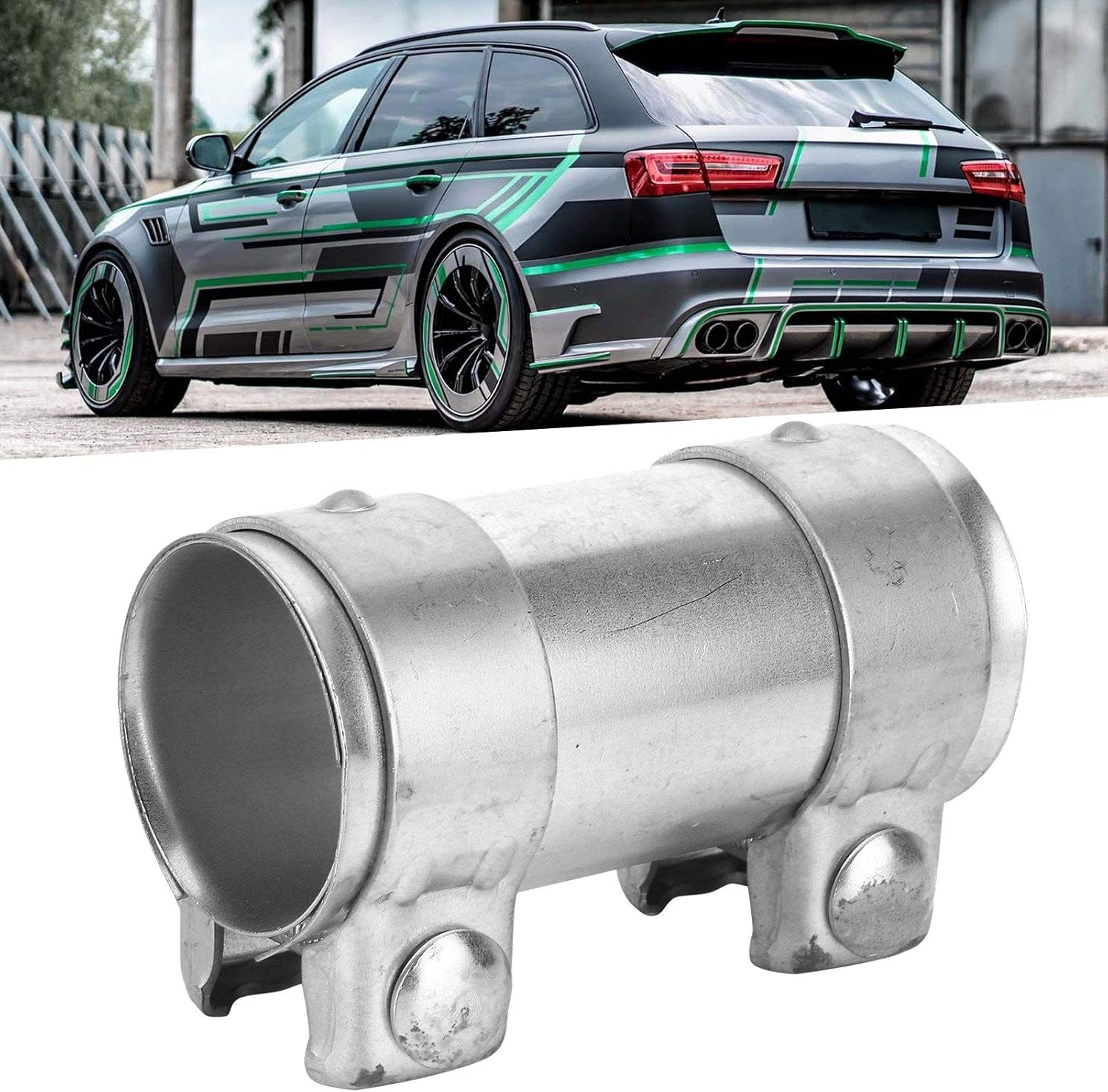 Exhaust Connector, Exhaust Pipe Coupler Joiner Simple Convenient with Dual Clamp Sleeve for 2In/51Mm Pipes