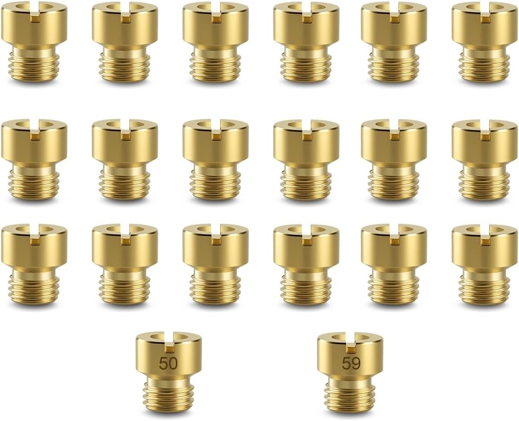 1/4-32 50-59 Sizes Gas Main Jets Assortment Kit Fit for Holley Carburetors (20Pcs: 2Pcs/Size)