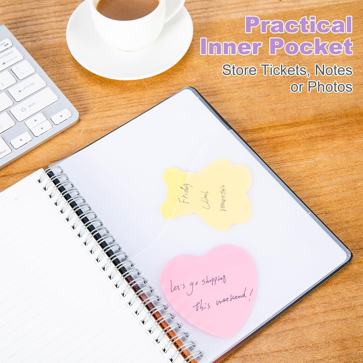 ​​Hardcover Work Spiral Notebook - Lined A5 Journal for Professional Use, Coil Bound with Elastic Closure, Starry Sky Design for Women & Men​​ - Black image number 5