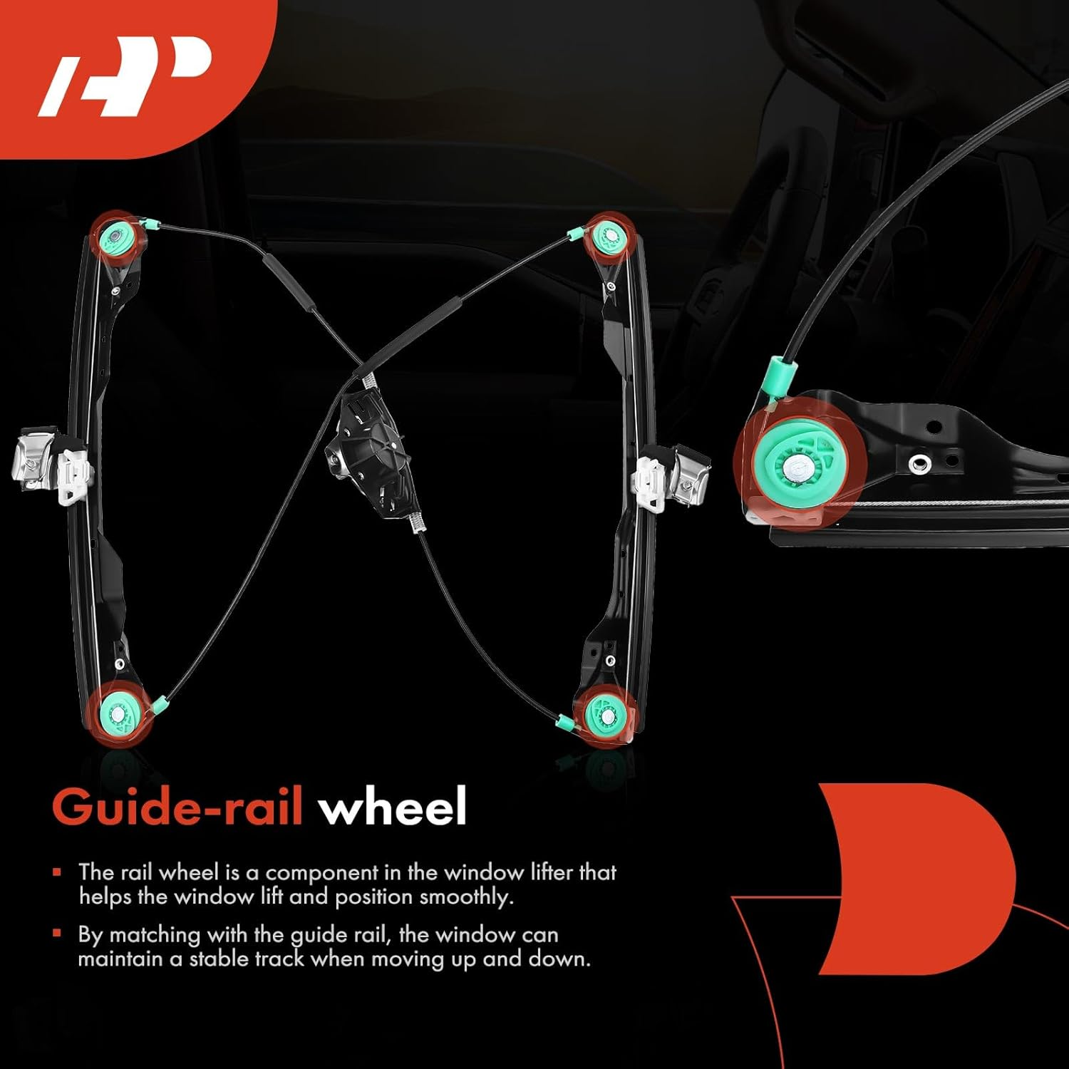 A-Premium Manual Window Regulator Compatible with Ford Focus 2001-2007 Front Right Passenger Side image number 1