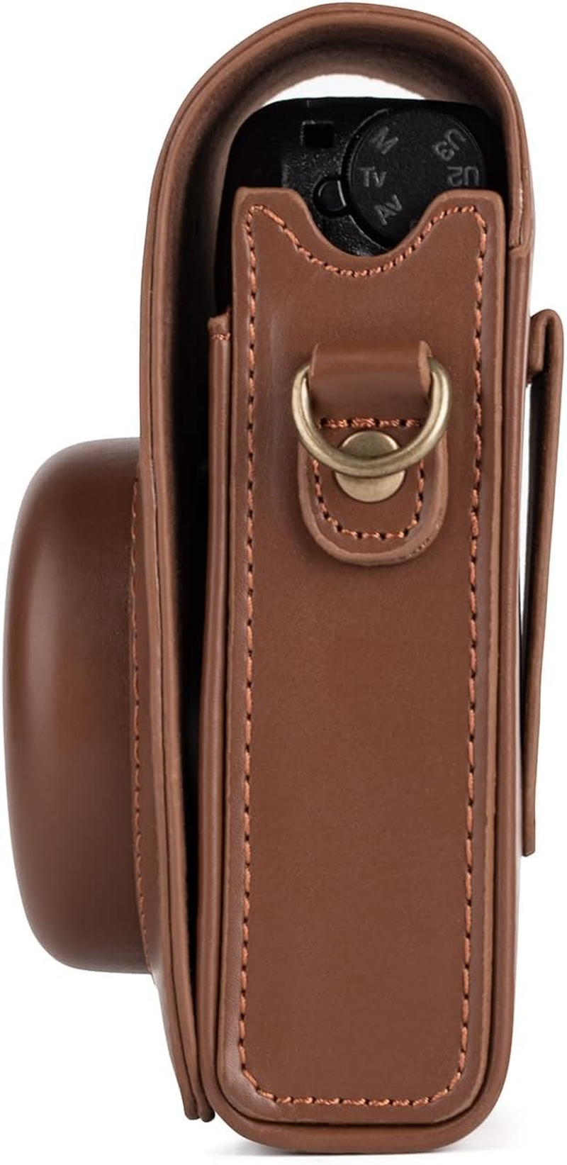 Camera Case, for Ricoh GR, GR II, GR III, GR3X Digital Camera, Adjustable Shoulder Strap, PU Leather Embossed Pattern, Protective Case, with Detachable Top Cover, Retro Style GR Camera Case (Coffee) image number 5