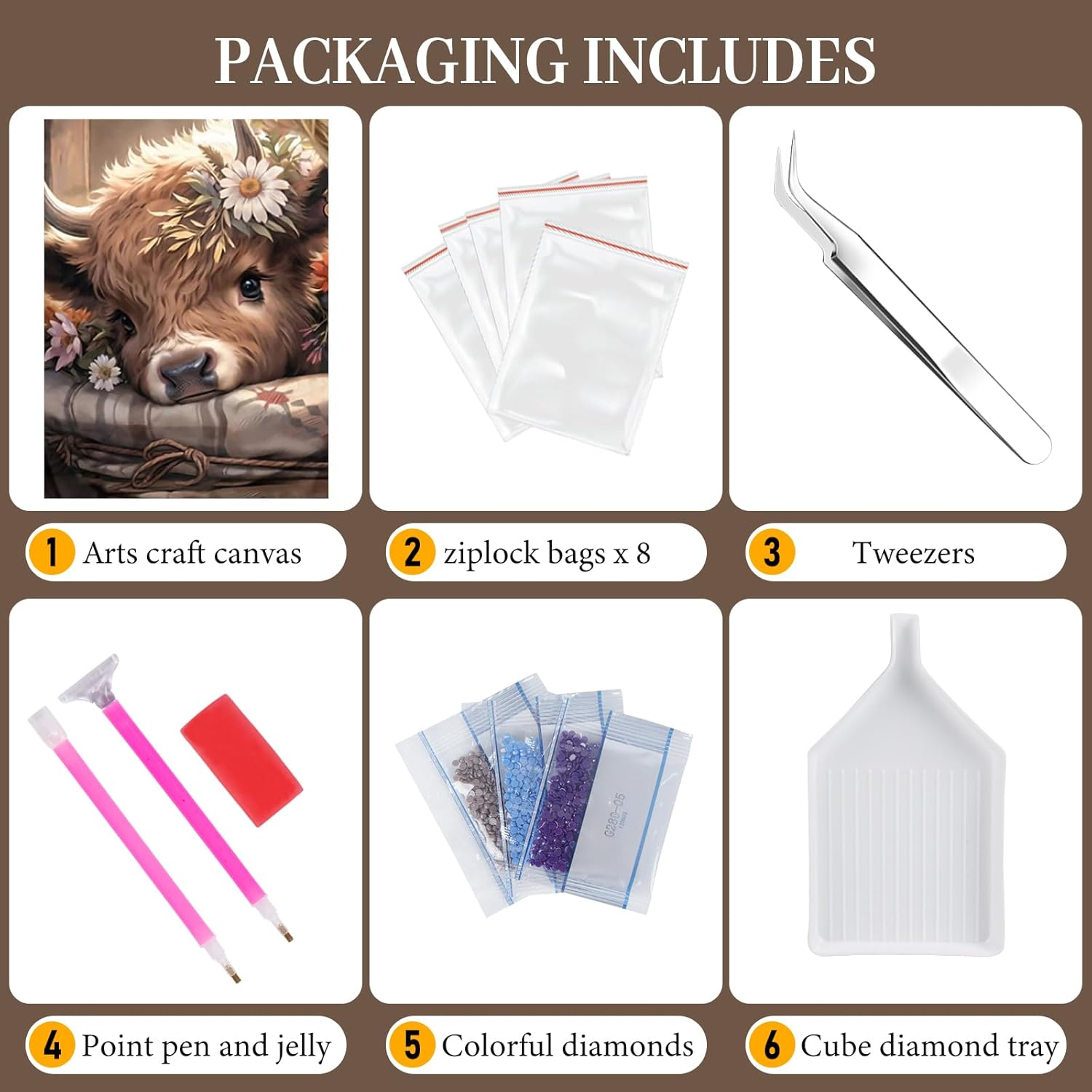 Cow Diamond Art Kits for Adults, Highland Cow Diamond Painting Kits for Adults Beginners, DIY 5D Diamond Painting with round Gem Art Kits for Adults for Gift Home Wall Decor 12X16 Inch image number 2