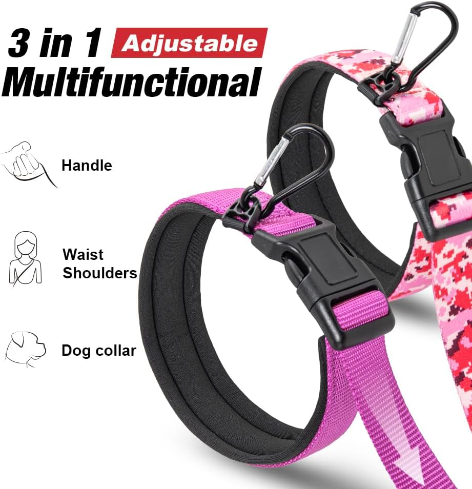 TSPRO Hands Free Dog Leash for Medium to Large Dogs, Adjustable Durable Leash with Comfortable Safety Padded Handle, Heavy Duty Metal Clasp for Walking, Running, Training (Tactical Green) image number 6