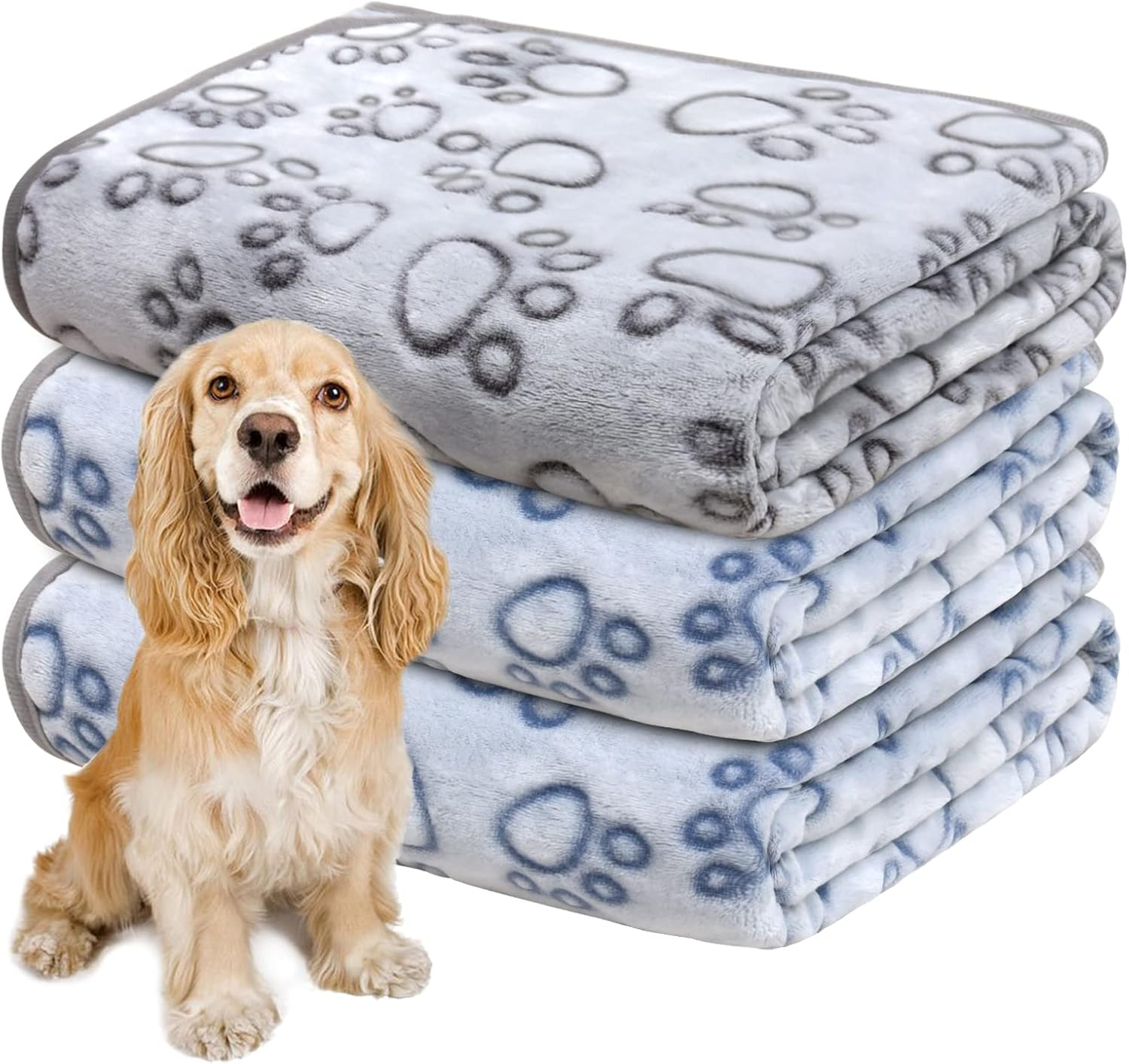 Gorgelly 1 Pack of 3 Dog Blankets, Soft Pet Blanket, Washable, Cuddly Blanket, Fluffy for Small, Medium Dogs, Cats, Sofa Protector for Dogs, Dog Blanket for Travel, 60 X 50 Cm