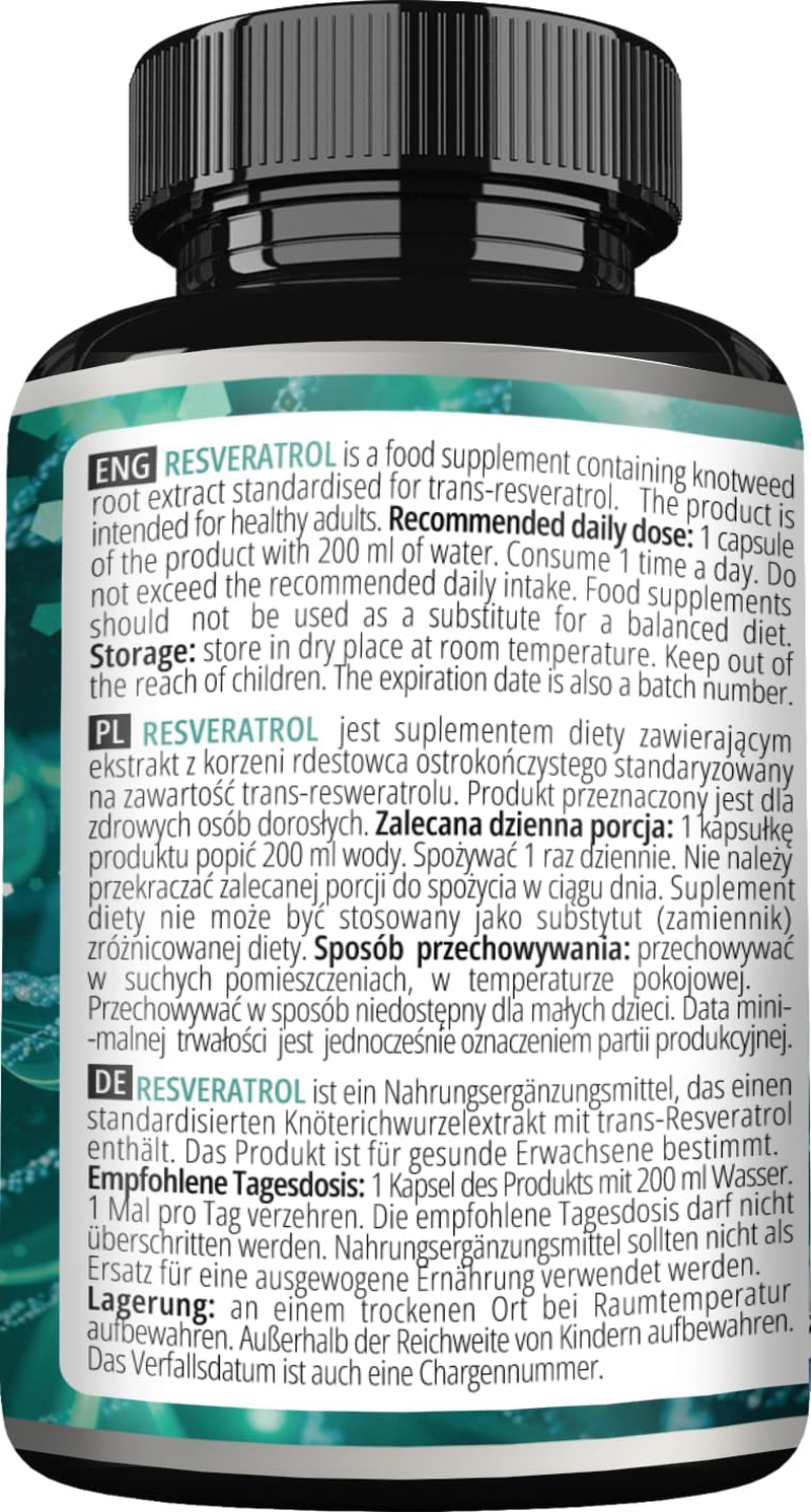 Resveratrol High Dose 400 Mg - 60 Vegan Capsules - 2 Months Supply - 98% Trans-Resveratrol from Japanese Knotweed Extract - Natural Antioxidant - by Apollo'S Hegemony image number 3