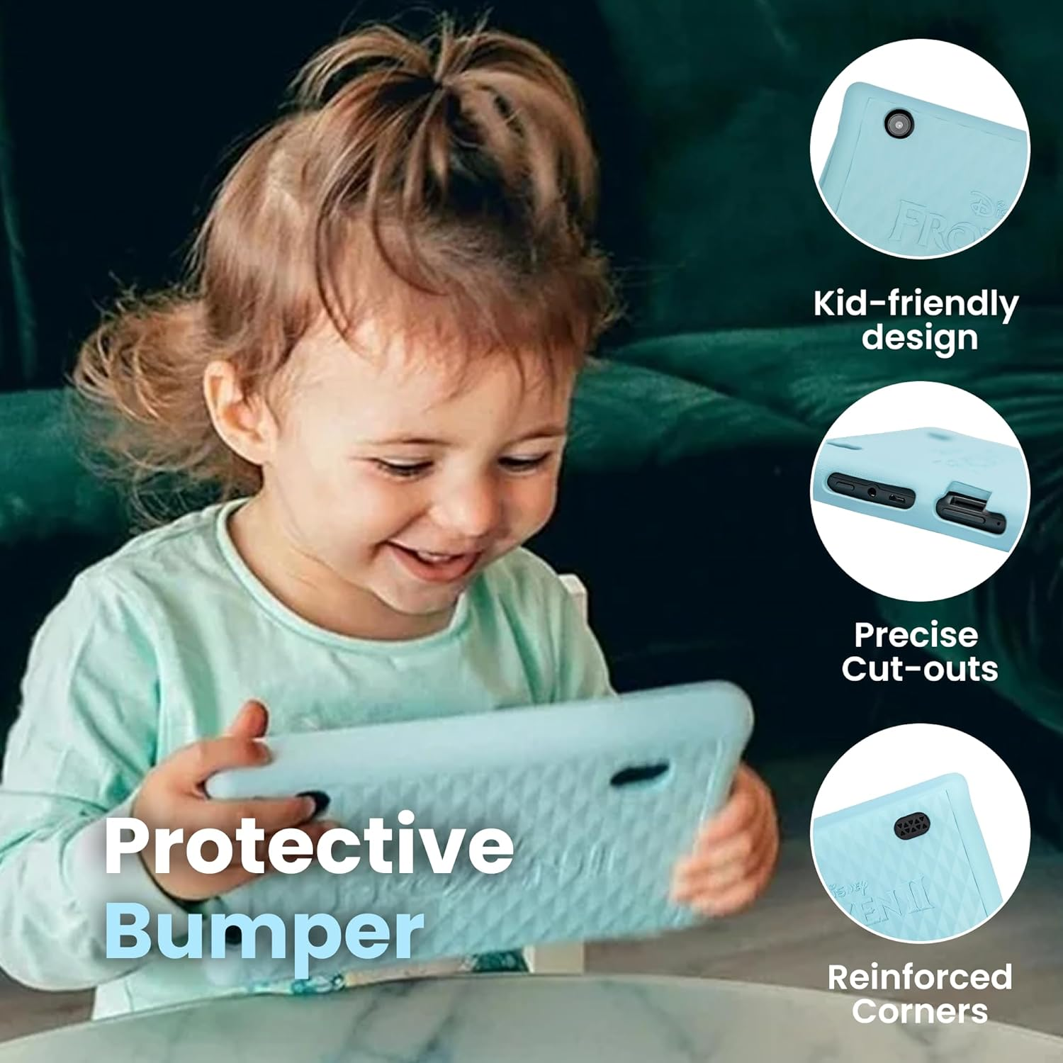 Pebble Gear 7" Disney Frozen Kids Tablet - Android Tablet for Kids with 16 GB, Anti-Blue Screen & Parental Controls - 500+ Games, Apps & Ebooks - Learning Tab with Bumper Case-Ages 3-8Yrs,Light Blue