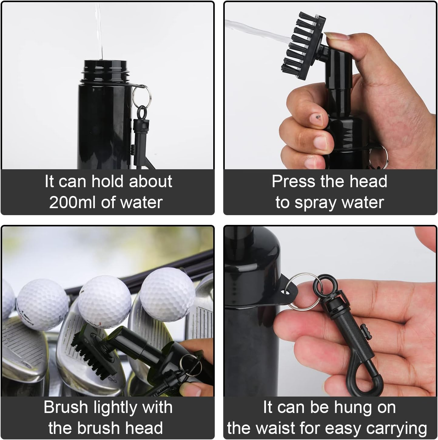 SAVITA Golf Club Cleaning Brush with Nozzle, Lightweight Portable Water Spray Golf Cleaning Tool Long-Lasting Nylon Golf Brush Cleaner Brush for Outdoor Golf Exercise image number 3