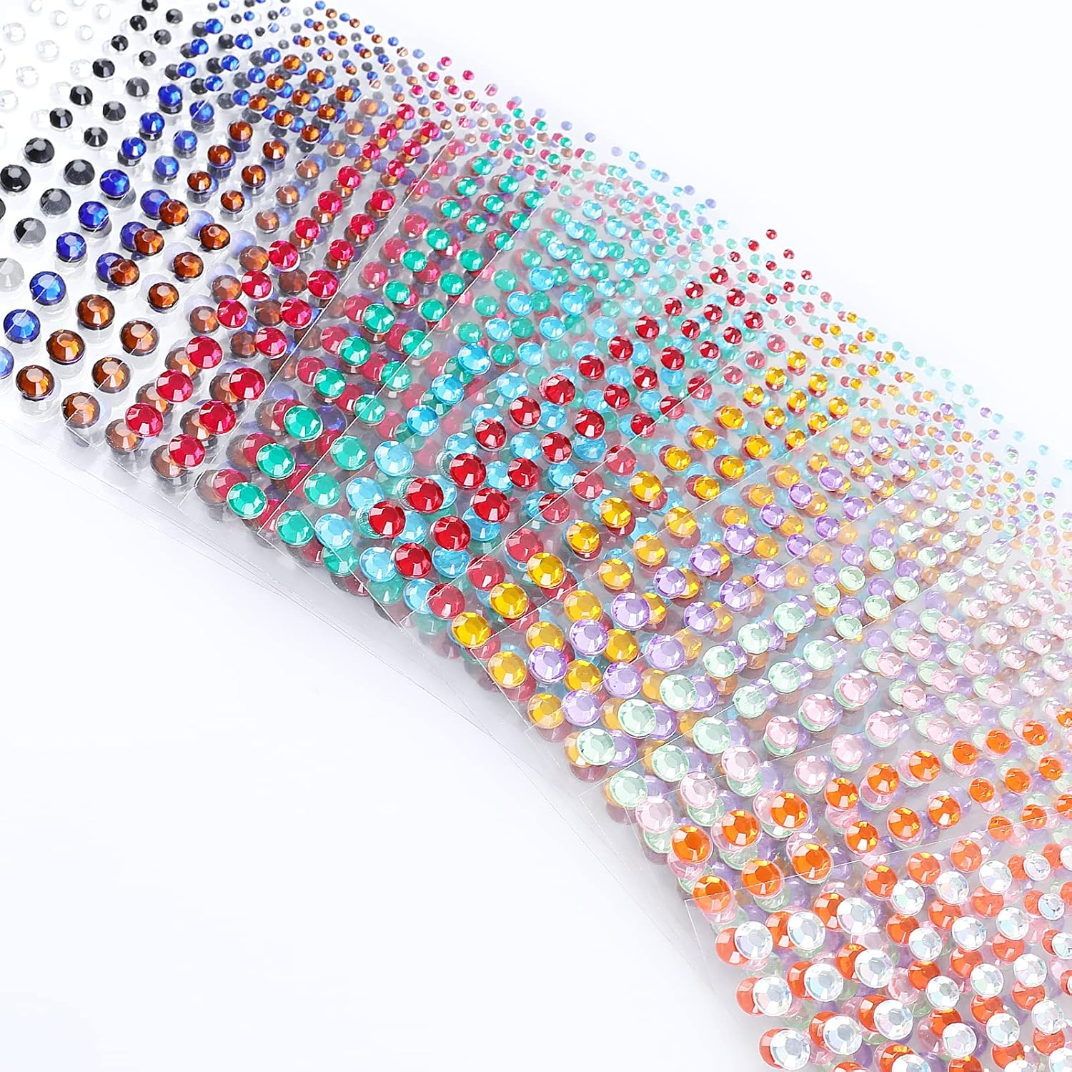 Aiqinu Self-Adhesive Glitter Stones, 16 Colours, 3600 Pieces, Rhinestones, 2/3/4/5/6 Mm, Various Sizes, Glitter Stones for DIY Crafts, Greeting Cards, Face, Nails Decoration image number 3