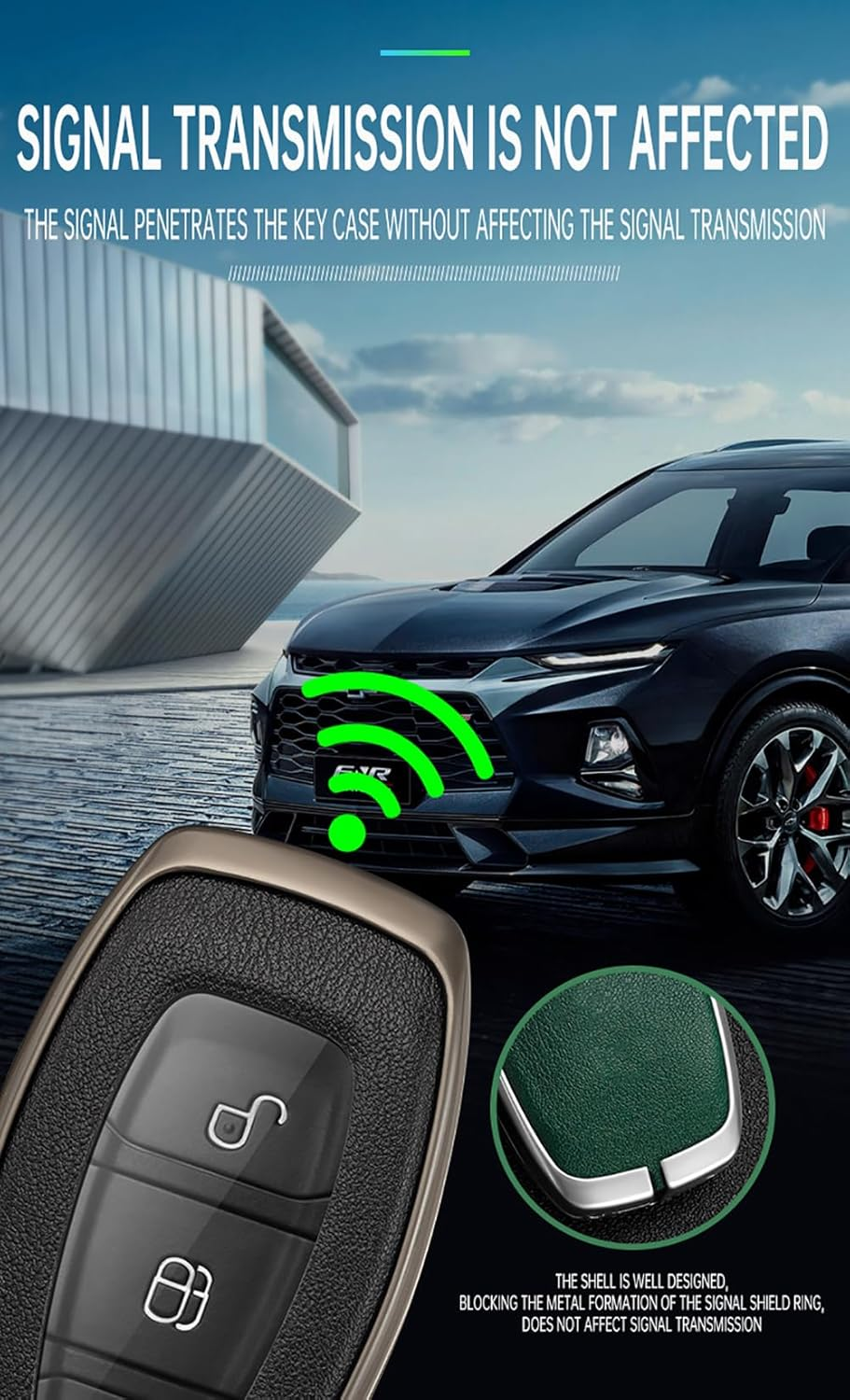 Zinc Alloy Car Key Case Key Fob Cover Leather Fit for Ford Fiesta Focus Kuga C-Max Galaxy B-Max S-Max Mondeo Mk2 MK3 Edge Key Fob Holder Keyring 3 Buttons Key Shell Key Chain Silvery Brown image number 5