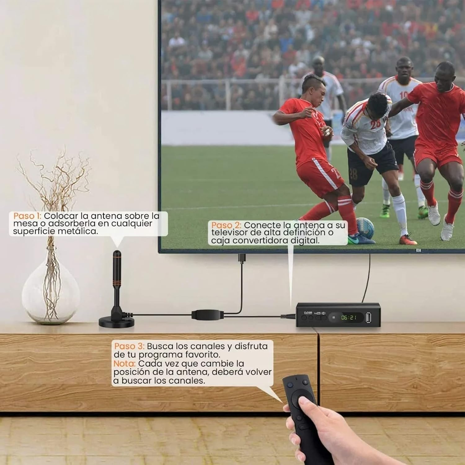 Tbest Indoor HDTV 16.4Ft Digital for 4K and 1080P Channels with Magnetic Base - for Home and Travel image number 1