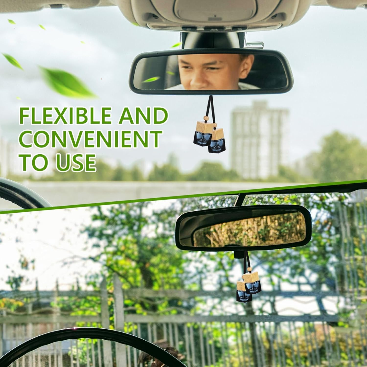 Iplusmile Car Hanging Air Fresheners Diffuser: 10Pcs Empty Car Essential Oil Diffuser Bottles Pendant - Black Glass Perfume Vials Aromatherapy Fragrance Ornament Decor image number 3