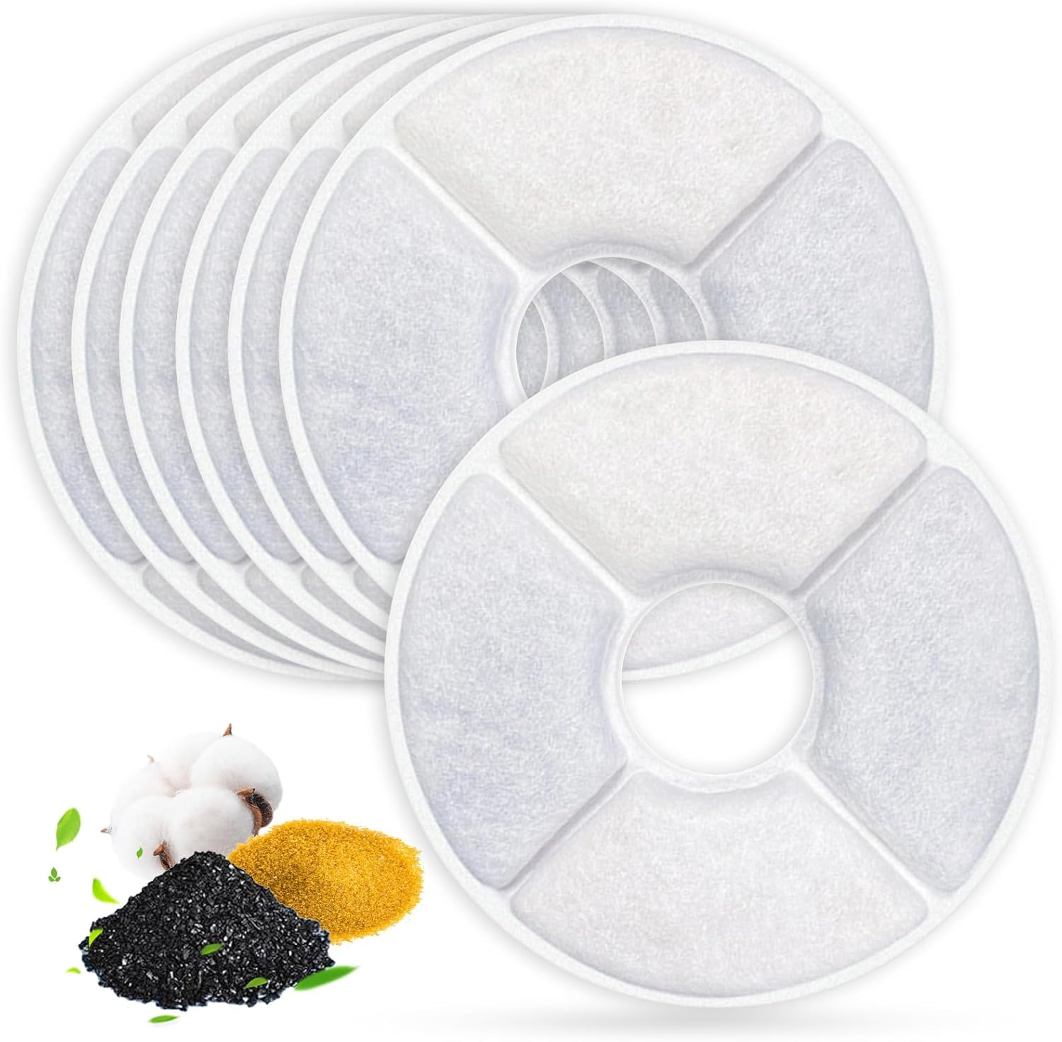 7 Pcs Cat Water Fountain Filter Replacement - Fountain Filter with Triple-Action Filtration System, Activated Carbon for Fresh & Clean Water, Compatible with Catit Flower Fountain, Petkit & More
