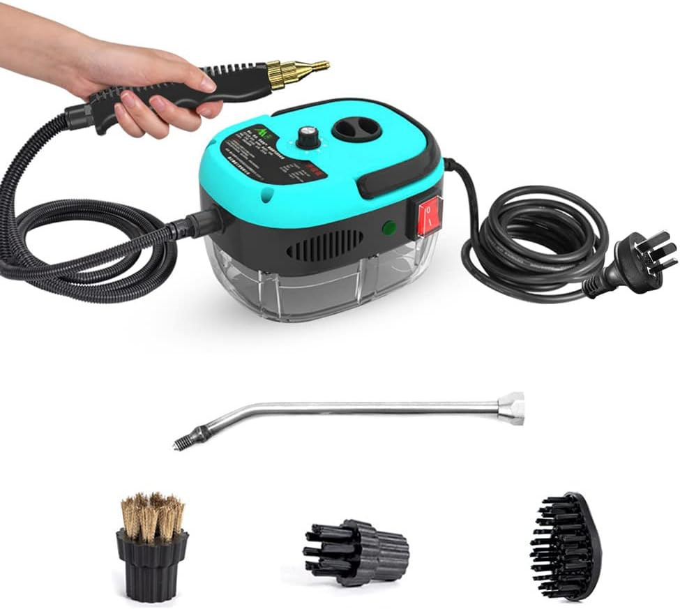 Steam Cleaner, 2500W Portable Handheld Steam Cleaner High Temperature Pressurized Steam Cleaning Machine with Brush Heads for Kitchen Furniture Bathroom Car White