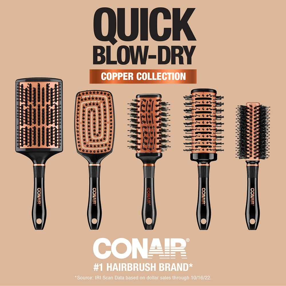 Conair Quick Blow-Dry Copper Collection, Curved Paddle Brush, Hair Brush, 1 Count image number 6